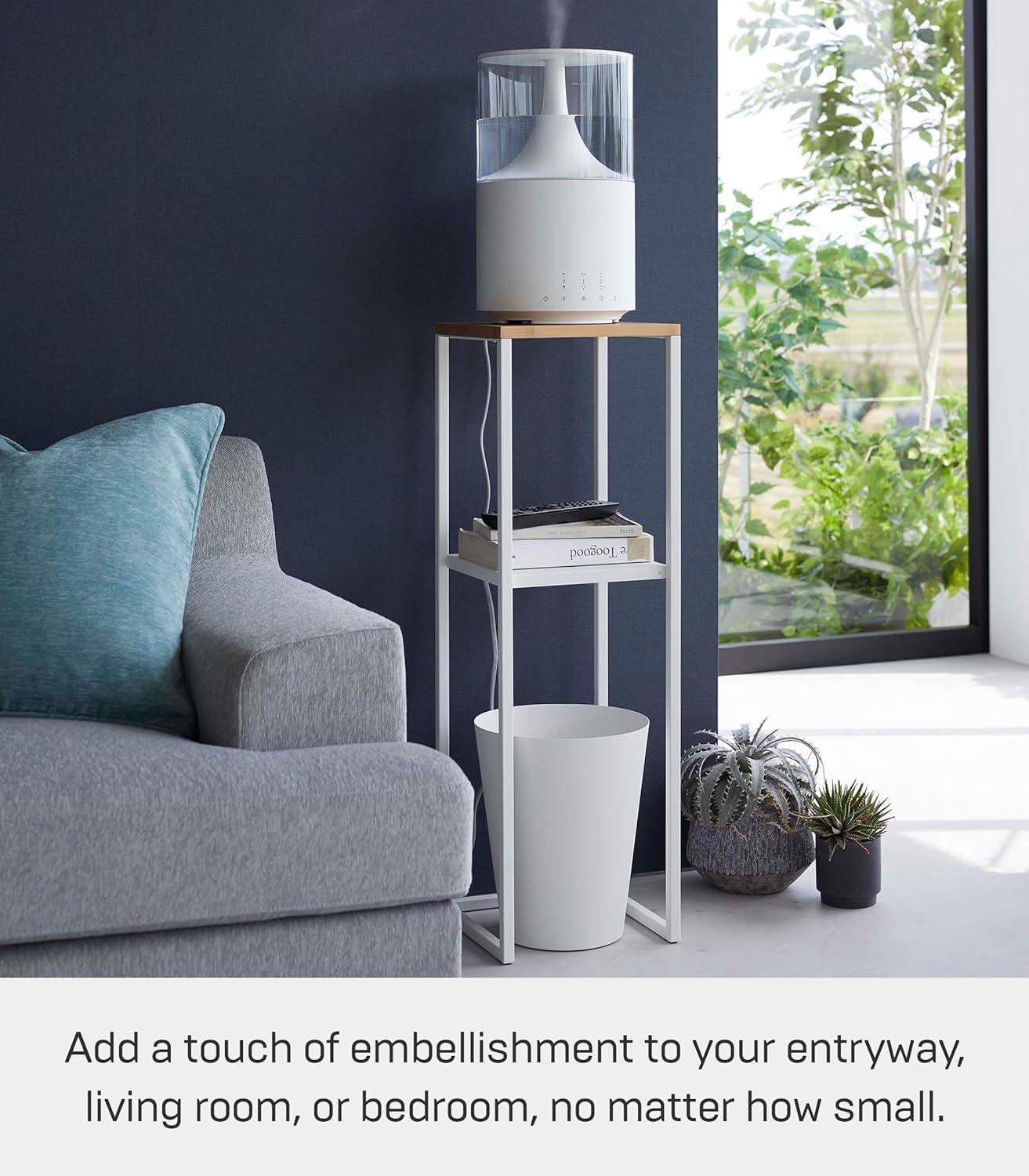 Yamazaki Home Two-Tier Display and Storage Shelf, White, Steel + Wood