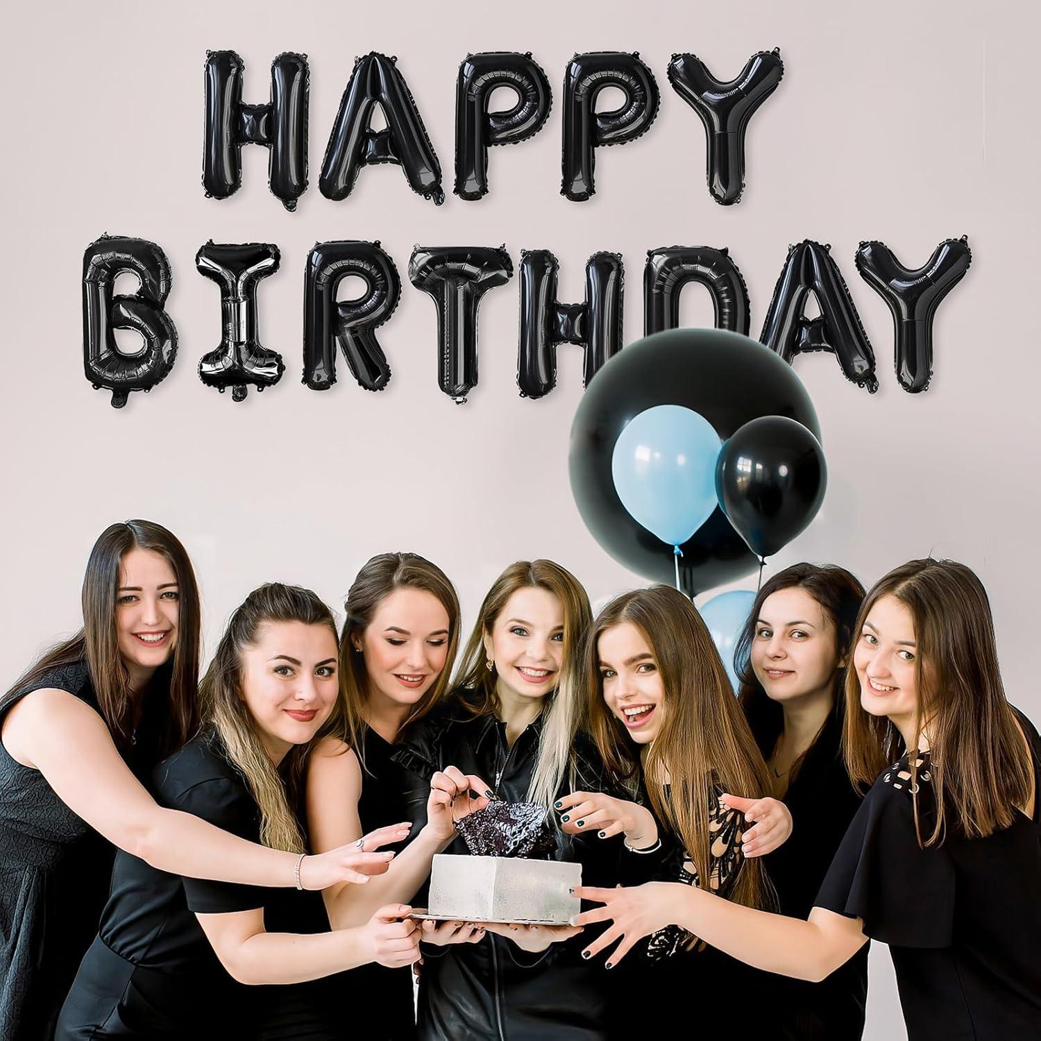 Happy Birthday Balloon Banner Party 16 Inch 3D Aluminum Foil Balloon kit Birthday Party Decor - gold