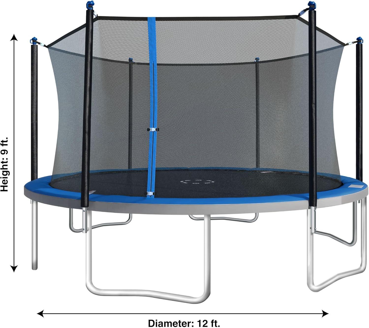 TruJump Sportspower TruJump 14' Round Trampoline with Safety Enclosure & with Lifetime Warranty on Jump Mat