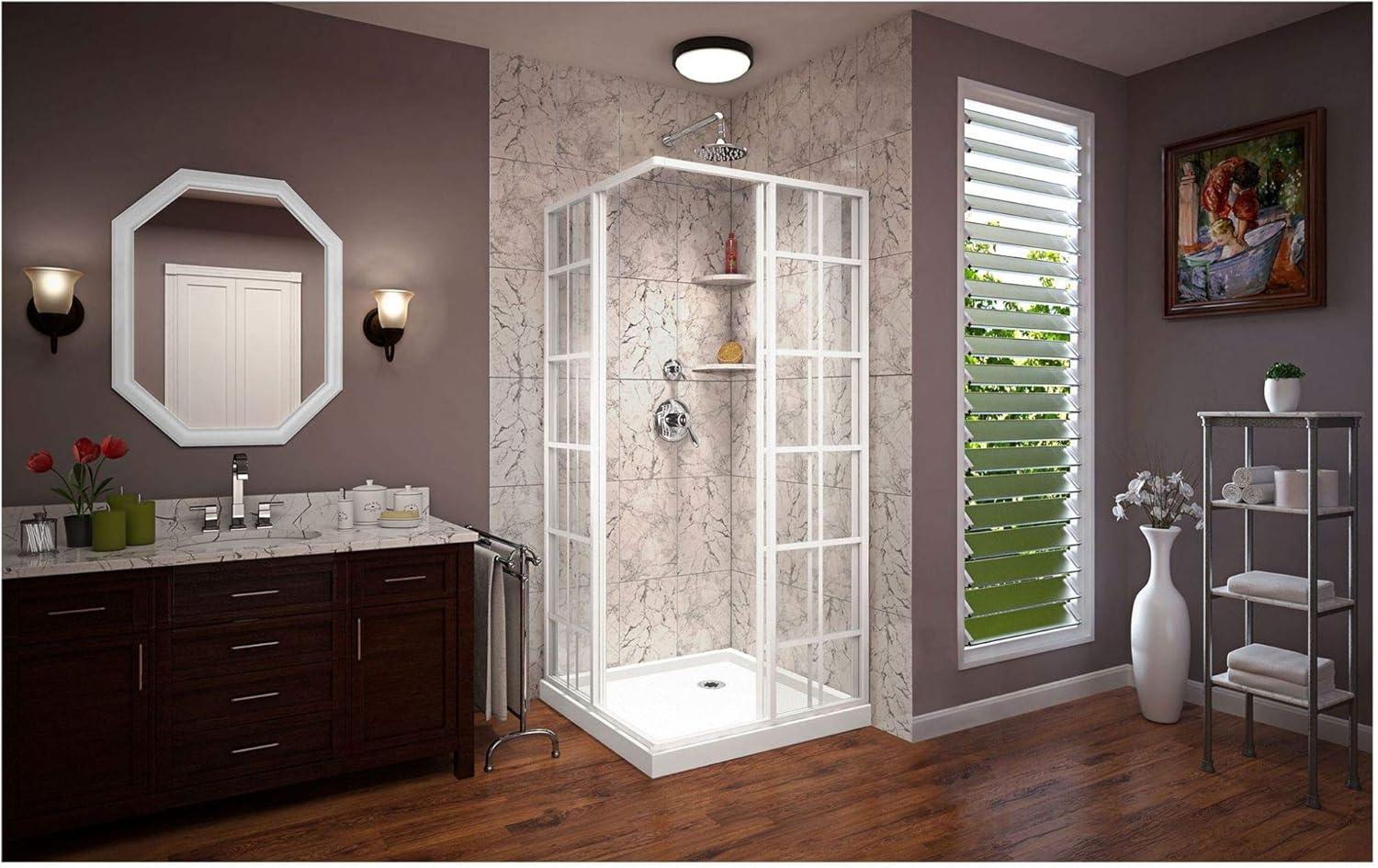 French Corner 36" W x 36" D x 74.75" H Framed Square Shower Kit