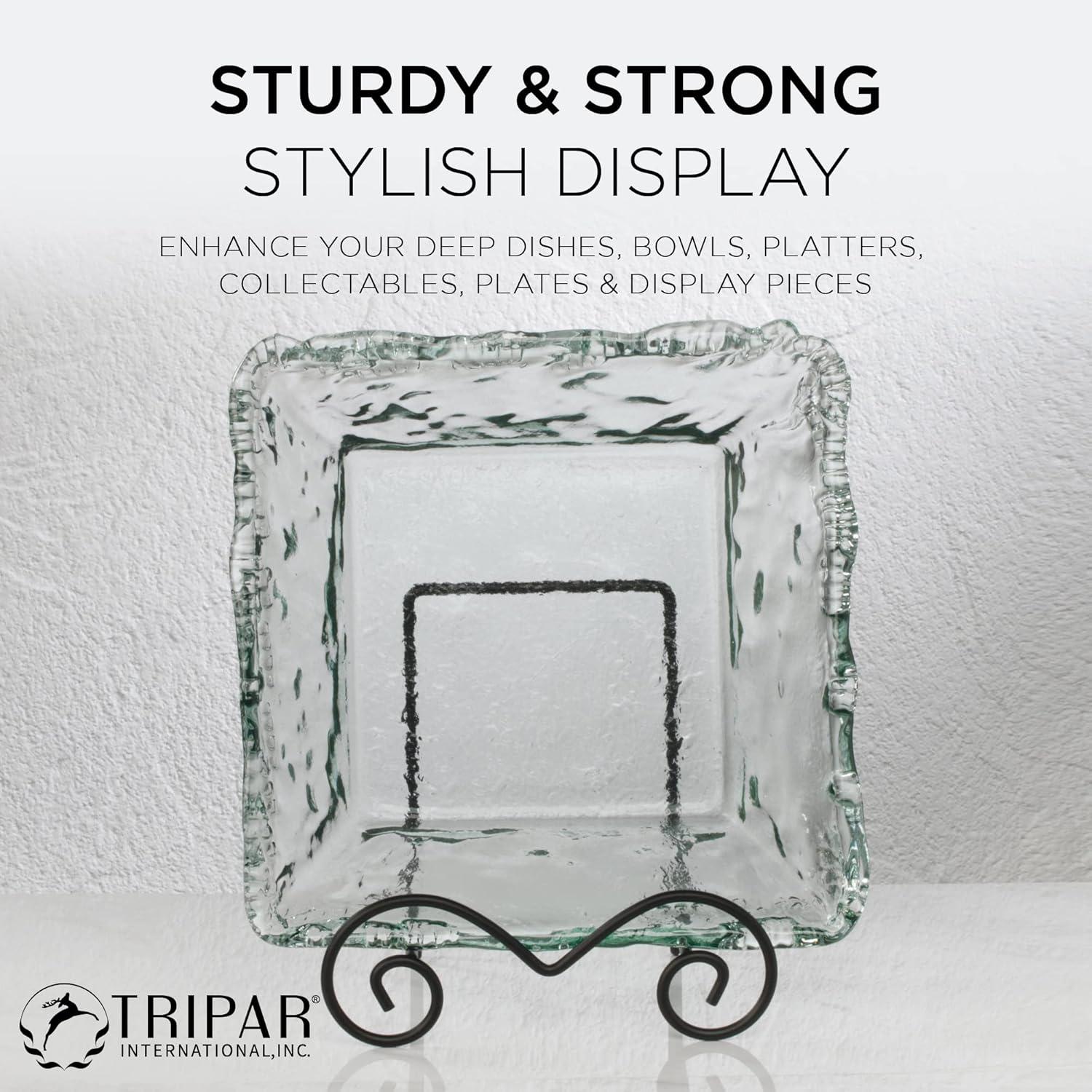 Bard's Wrought Iron Bowl or Deep Platter Stand, 9.375" H x 10.25" W x 7.625" D (For 12" - 16" Bowls or Deep Platters)