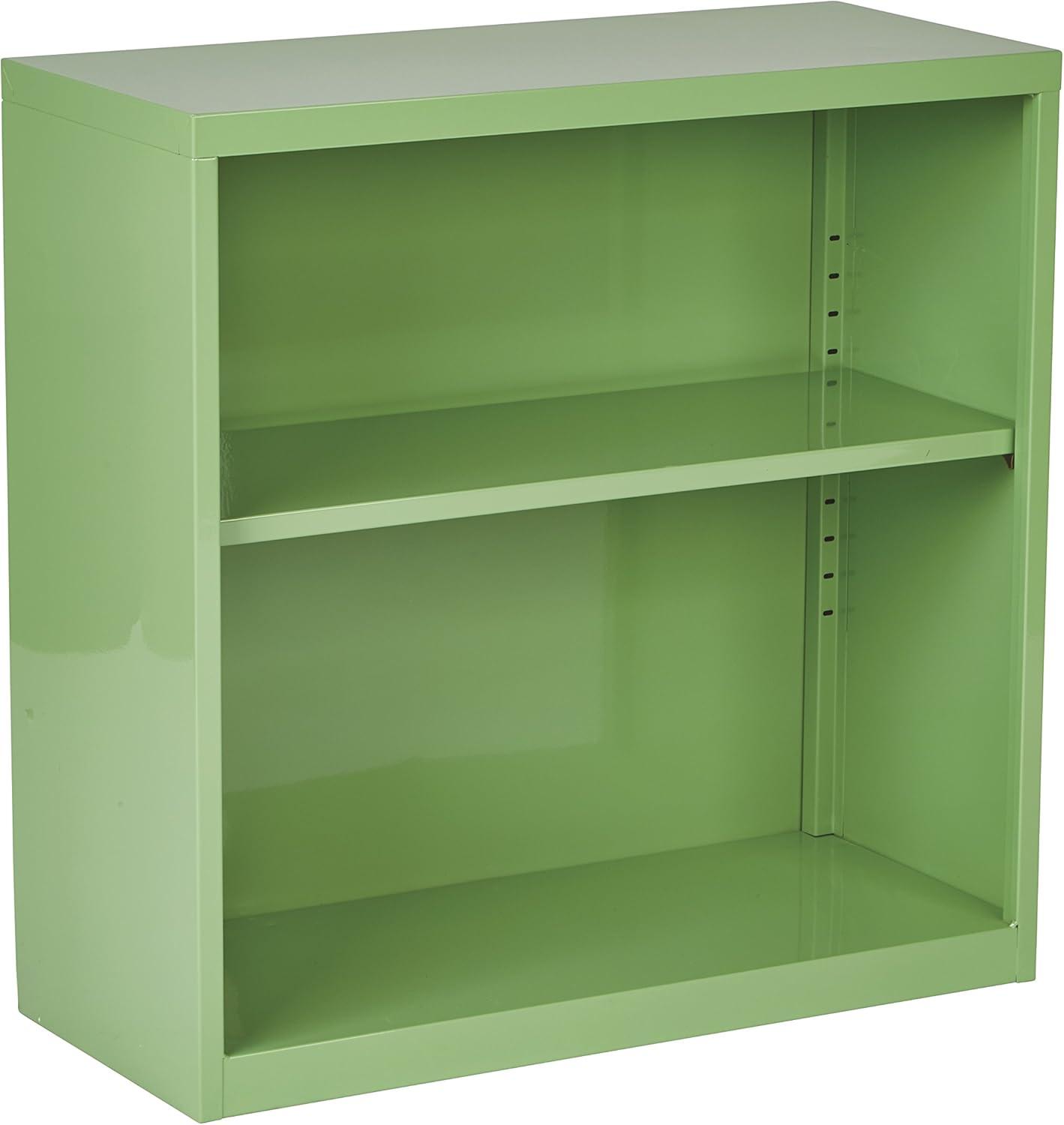 OSP Home Furnishings Metal Bookcase in Green Finish