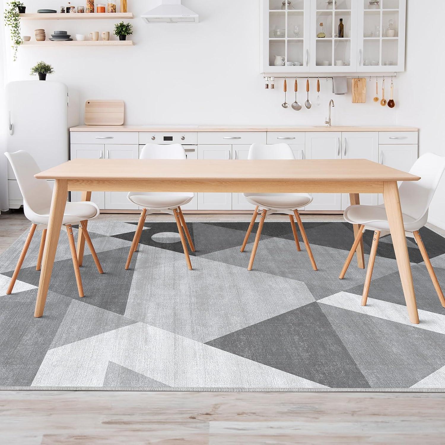 Modern Geometric Area Rug Machine Washable Rugs for Living Room Bedroom