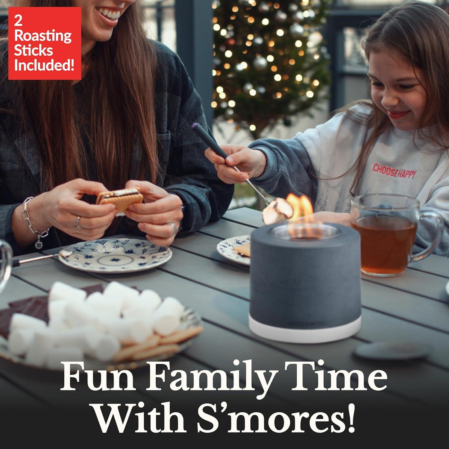 Houswise gel fuel Concrete Fire Pit Table with The Ultimate S'mores Kit
