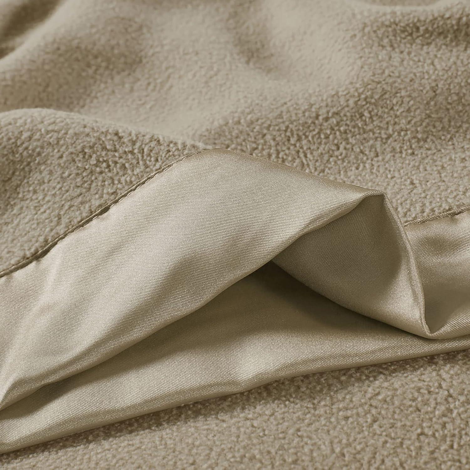 Comfort Classics Micro Fleece Knitted Soft Blanket, Beige, Twin