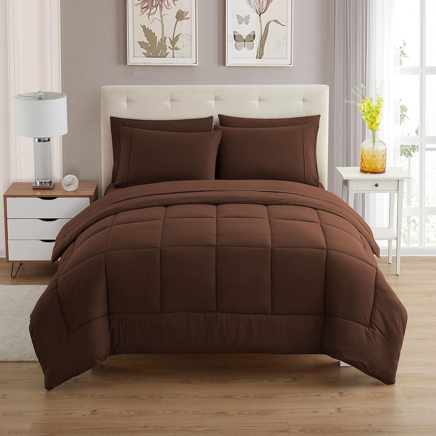 Sweet Home Collection All Season Bed-in-A-Bag 5pc/7pc Solid Color Comforter & Sheet Set Ultra Soft Bedding by Sweet Home Collection