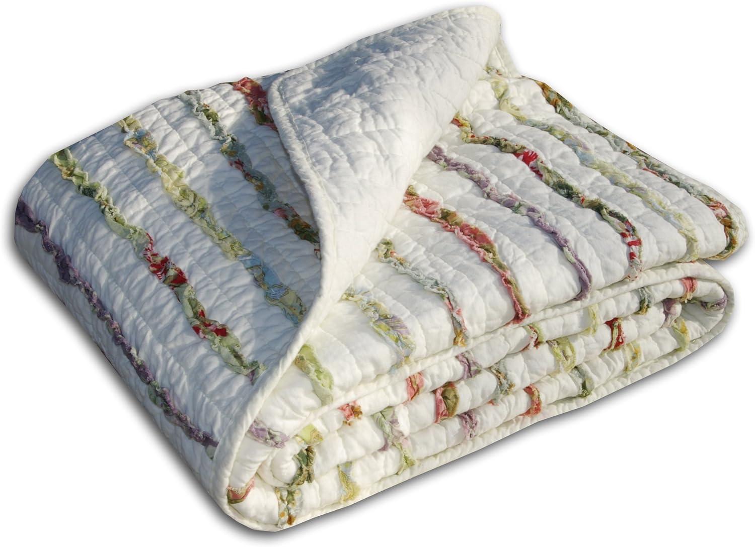 Bella Ruffle 100% Cotton Quilted Throw