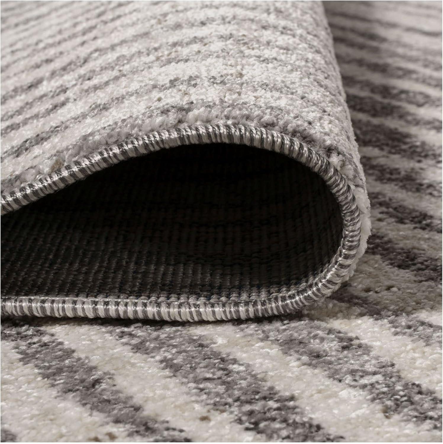 2'x8' Skoura Modern Bold Stripe Runner Rug, Beige/Dark Gray - JONATHAN Y