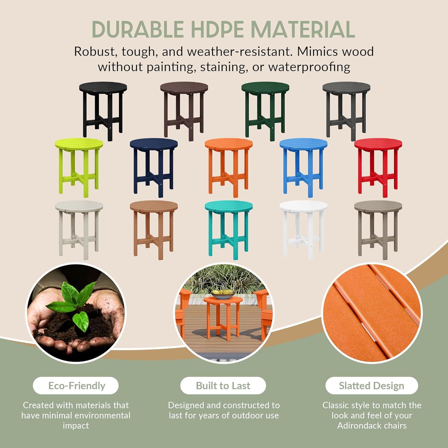 WestinTrends All-Weather Outdoor Patio Round Poly Adirondack Side Table, Orange