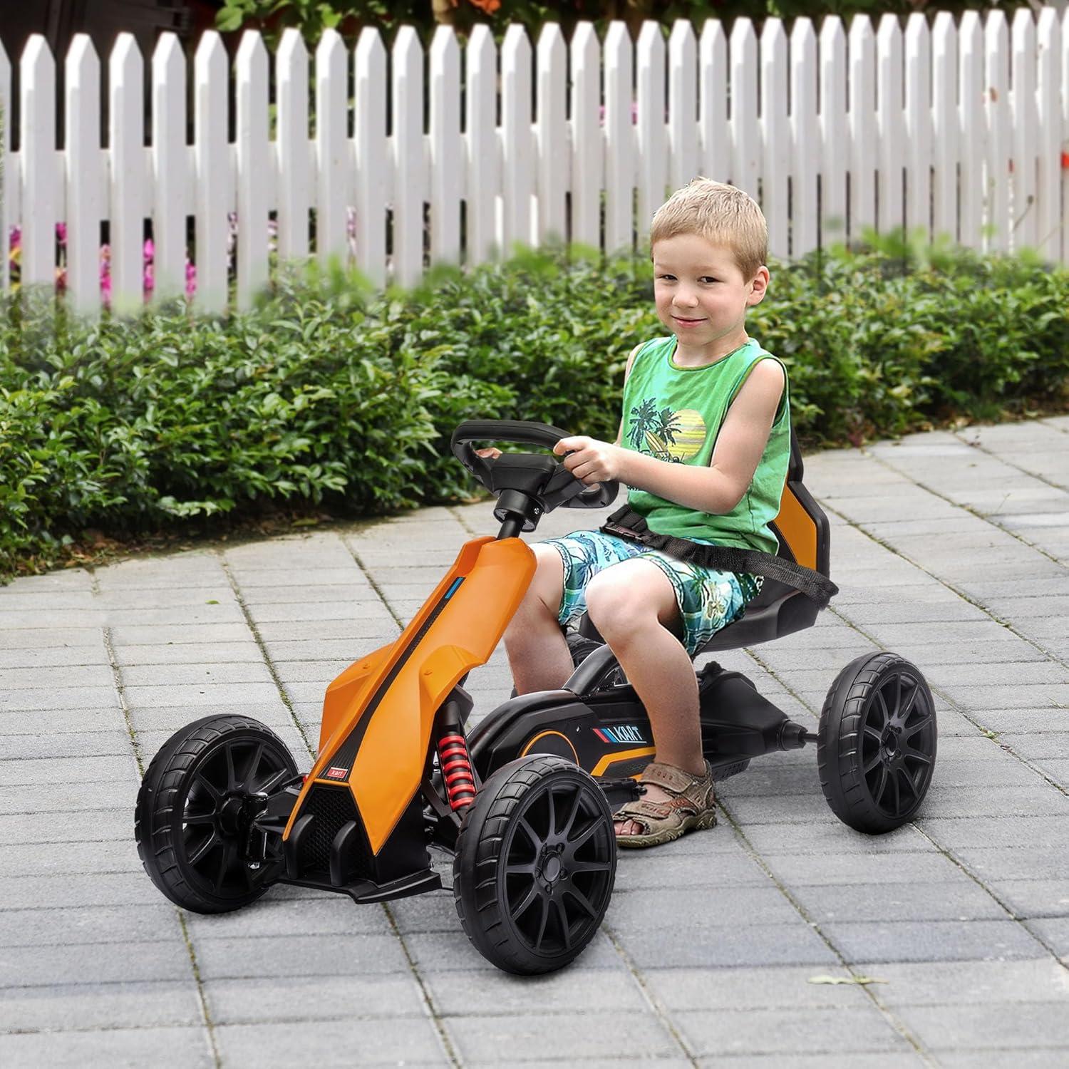 12V Orange Electric Go-Kart with EVA Wheels