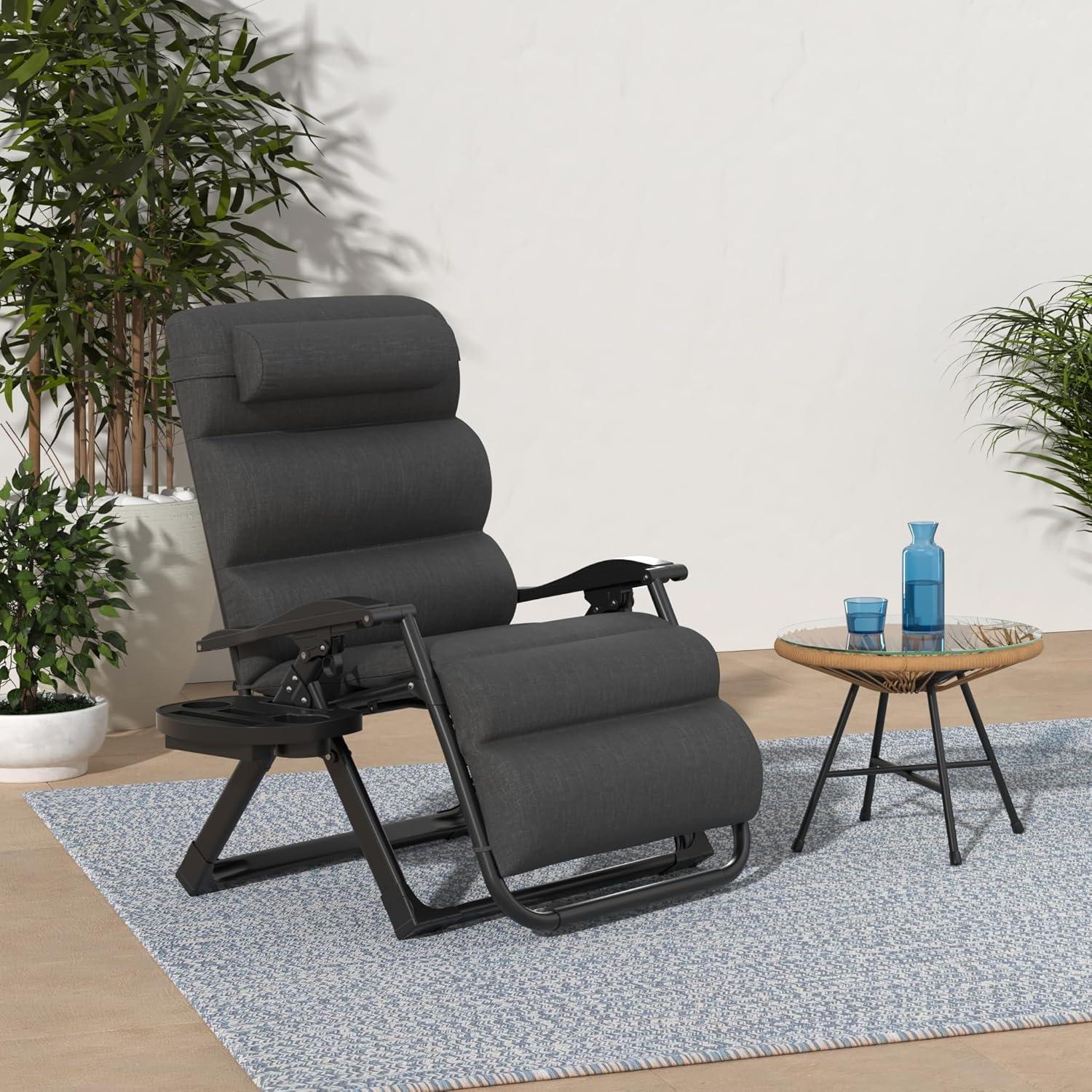 Best Choice Products Oversized Zero Gravity Chair, Folding Recliner w/ Removable Cushion, Side Tray