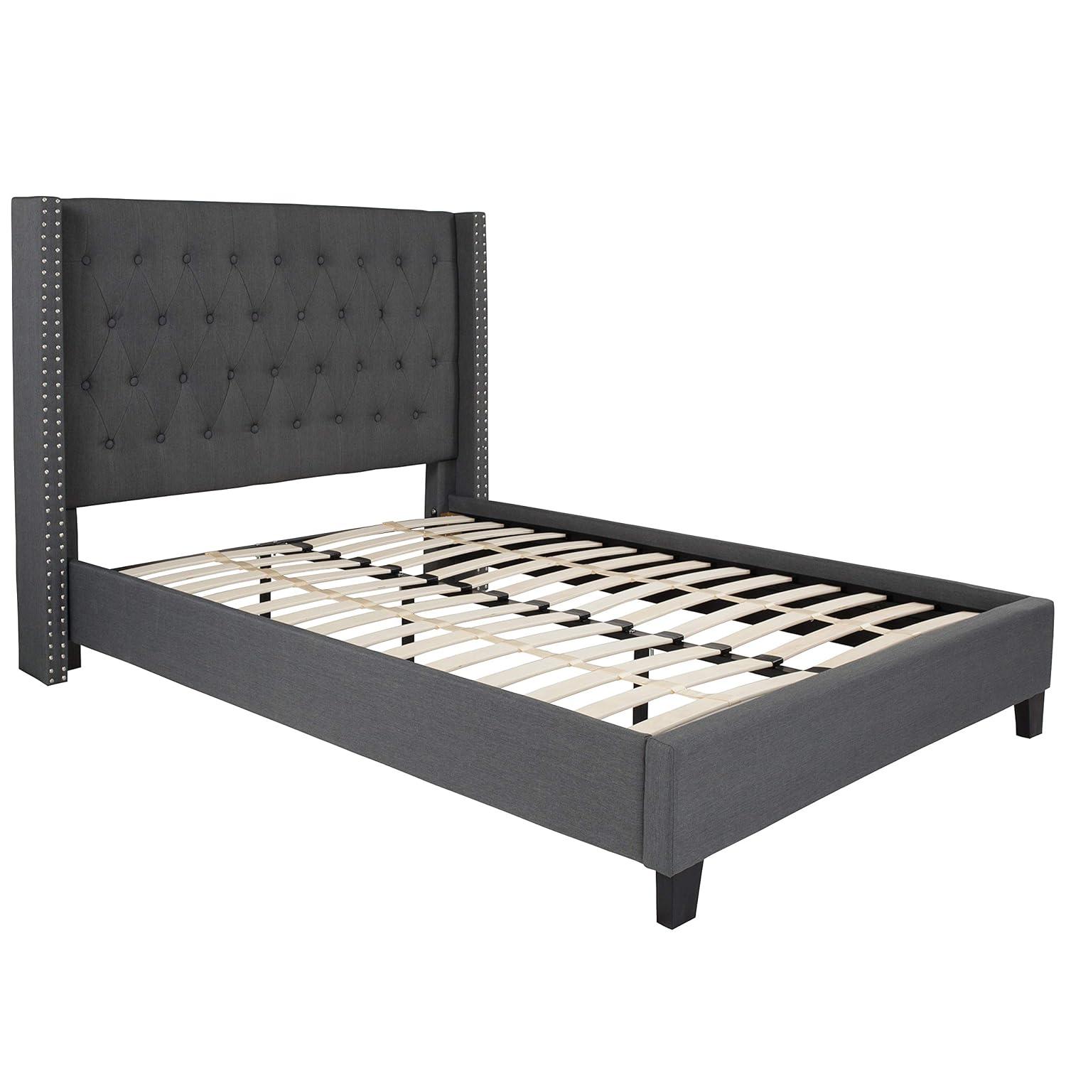 Flash Furniture Riverdale Full Size Tufted Upholstered Platform Bed in Black Fabric