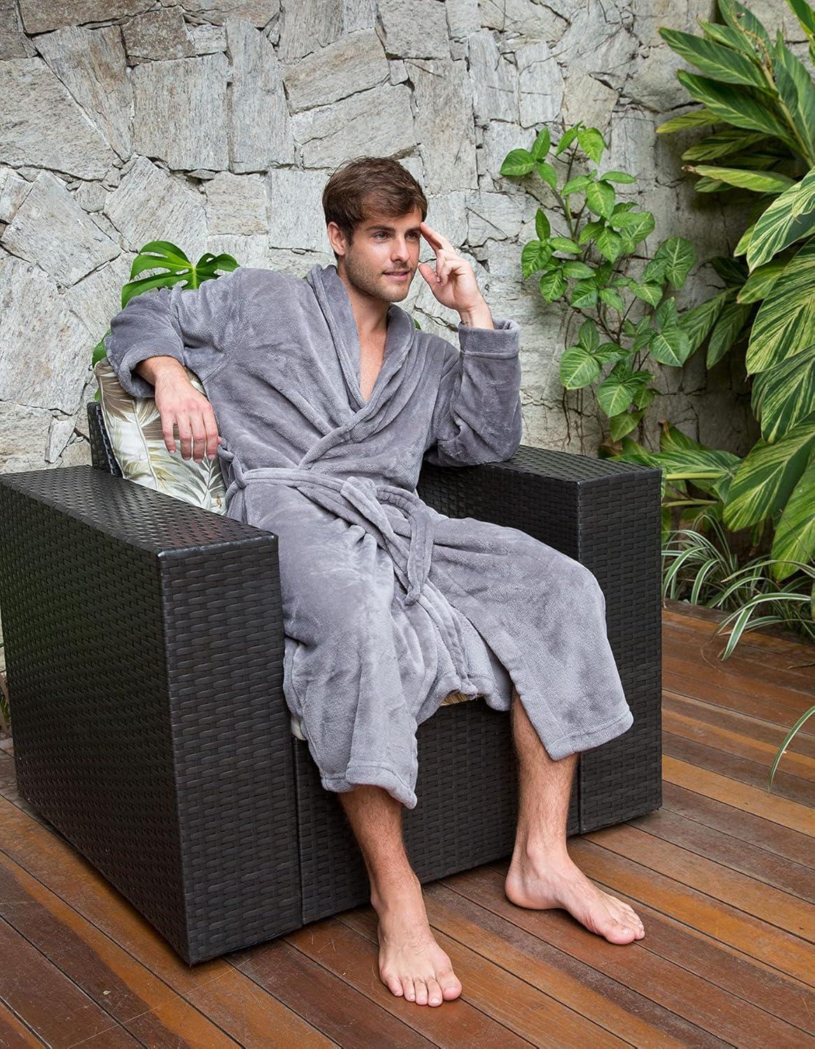 Simplicity New Plush Long Sleeve Pockets Nightgown Bath Robe