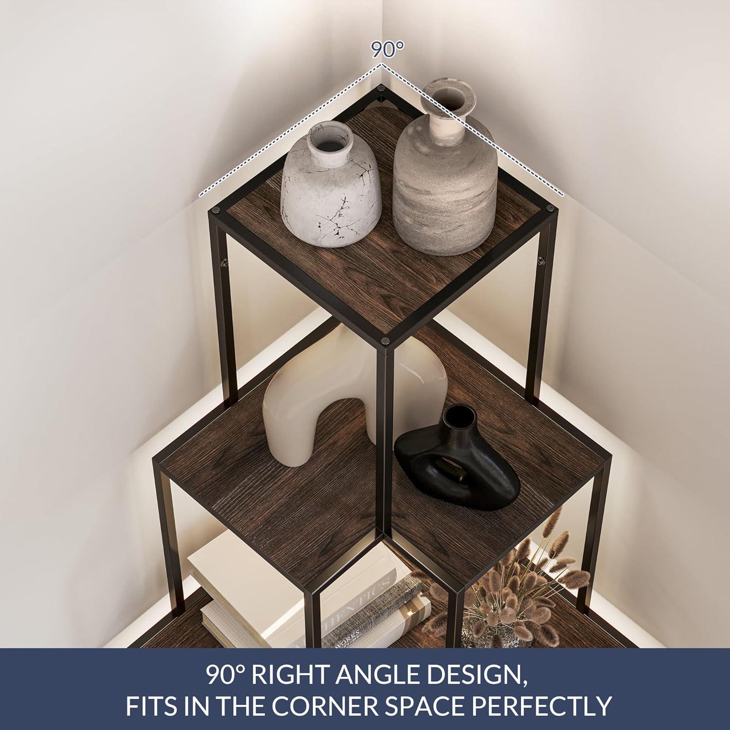 BELLEZE 5-Tier Corner Bookshelf with RGB Light