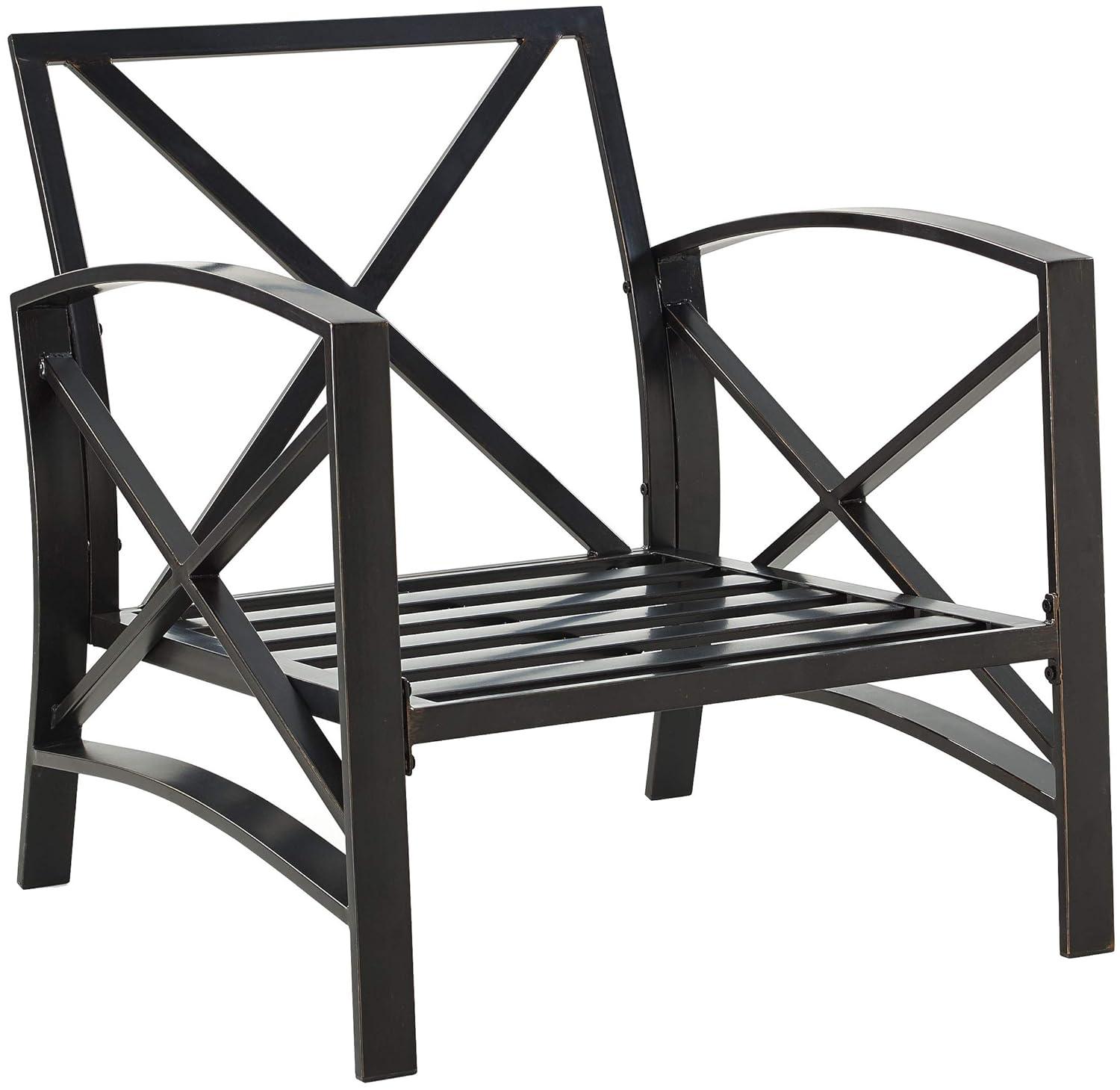 Kaplan Outdoor Arm Chair Oatmeal - Crosley: Patio Furniture, Steel Frame, Weather-Resistant