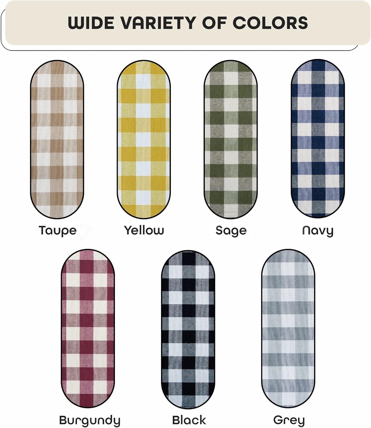 Buffalo Check Plaid Gingham Tie-Up Window Single Curtain, 42" x 63", Burgundy