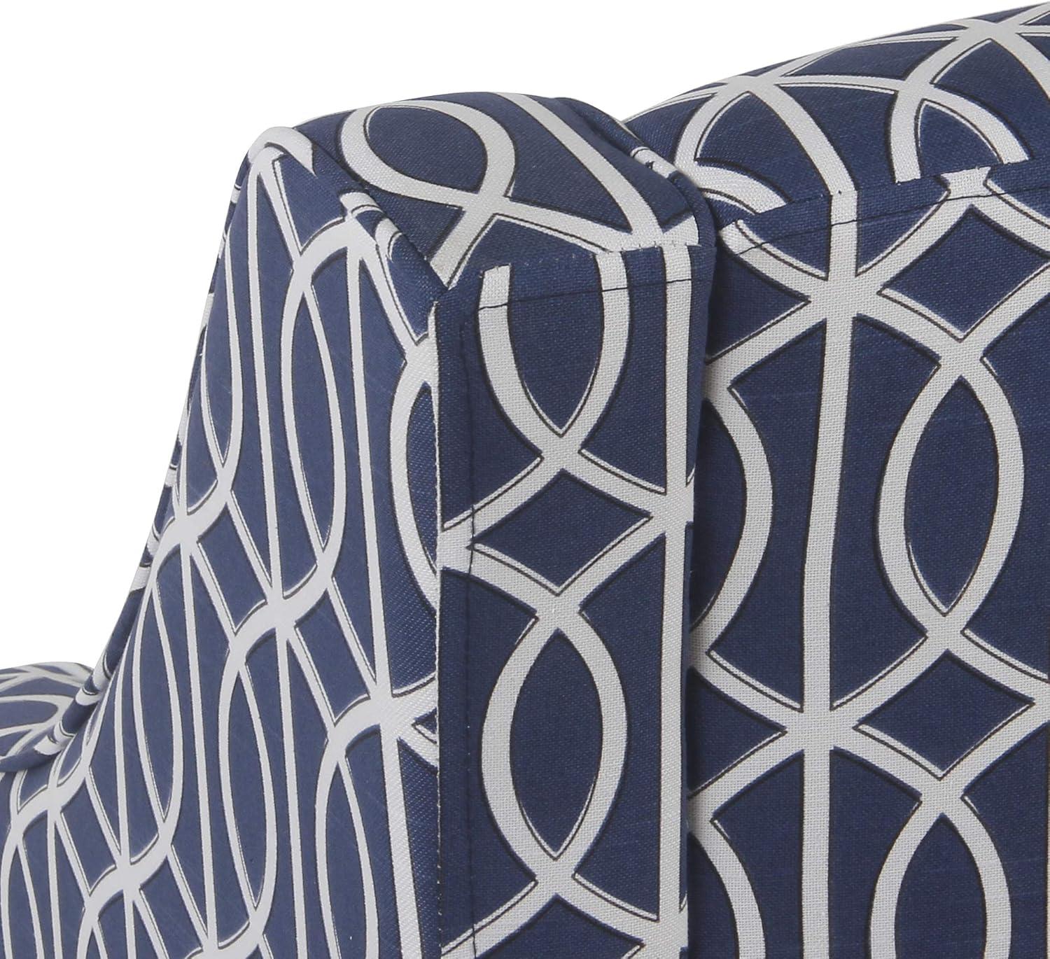 HomePop Classic Swoop Accent ArmChair - Cream and Blue Geometric
