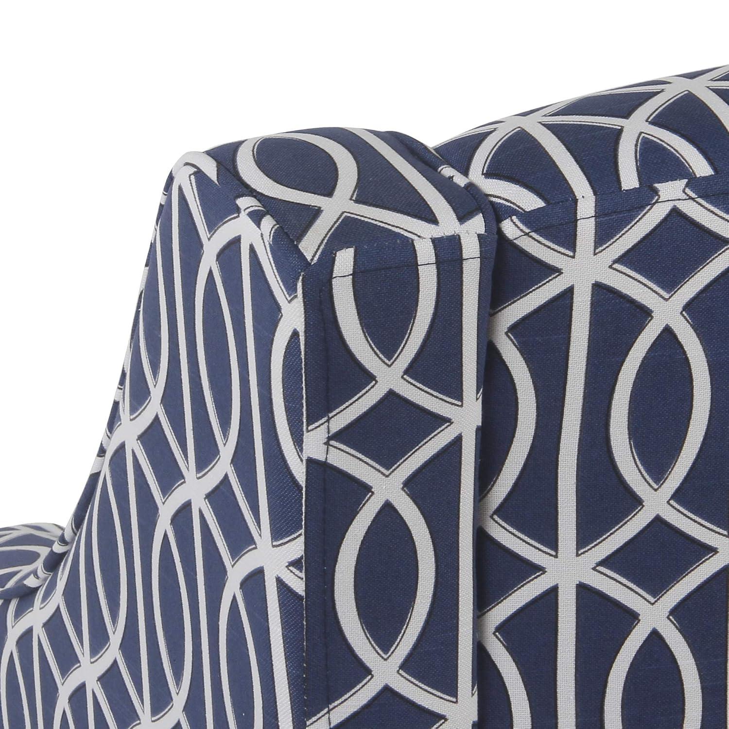 HomePop Classic Swoop Accent ArmChair - Cream and Blue Geometric