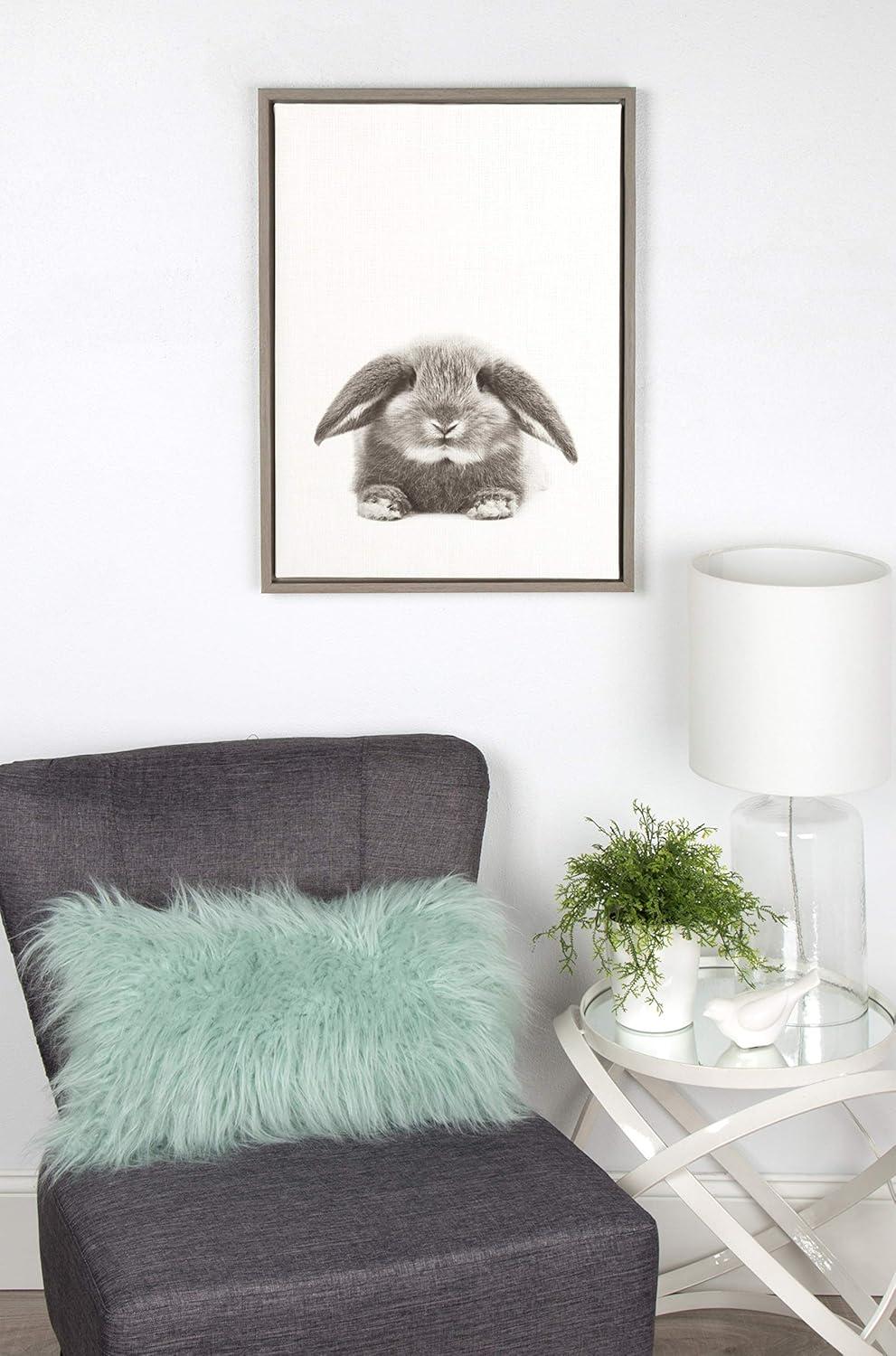 24" x 18" Rabbit Framed Canvas Art - Uniek