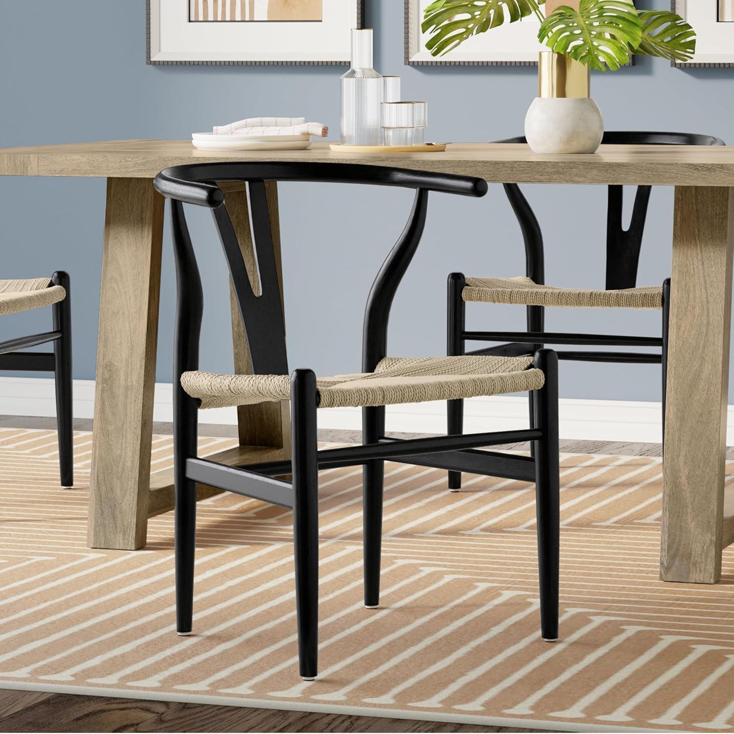 Simpli Home Chocolate Solid Wood Dining Chair with Y-Back Design in Mid-Century Modern Style (Set of 2) (Set of 2)