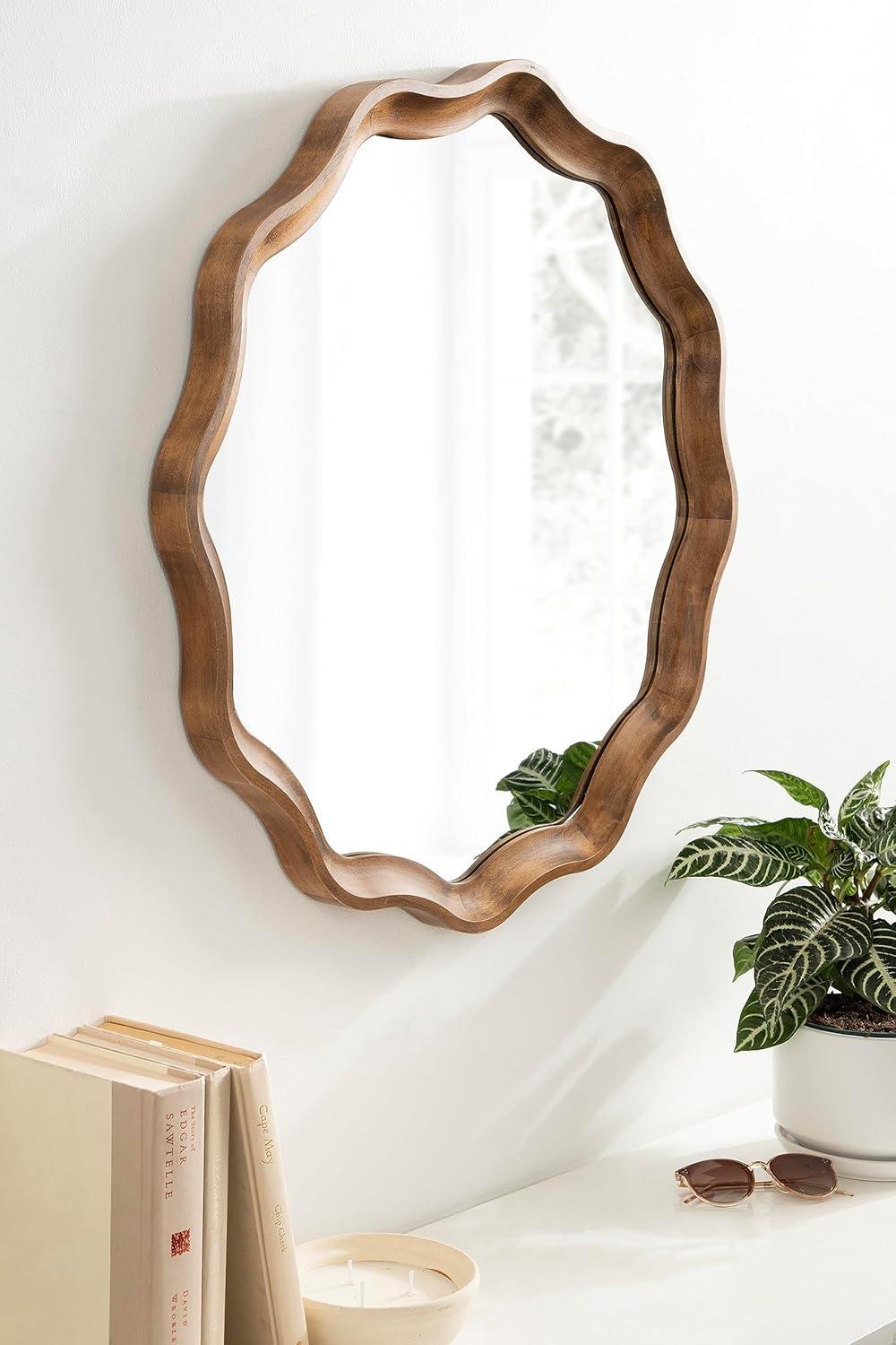 Kate & Laurel All Things Decor 28"x28" Hatherleigh Round Scallop Mirror: Wall Mount, Transitional Decor