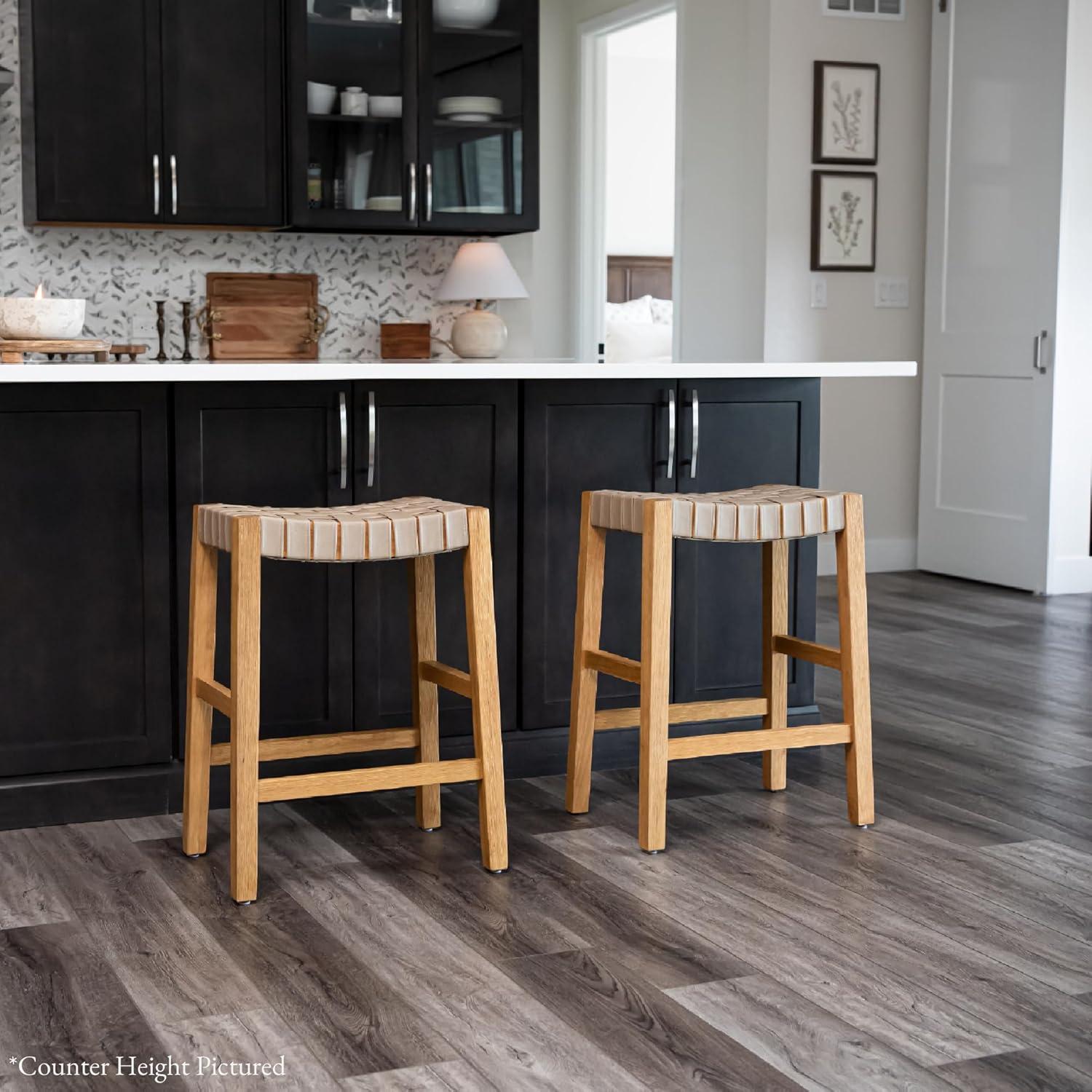 Maven Lane Maven Lane Emerson Kitchen Stool with Vegan Leather Upholstery