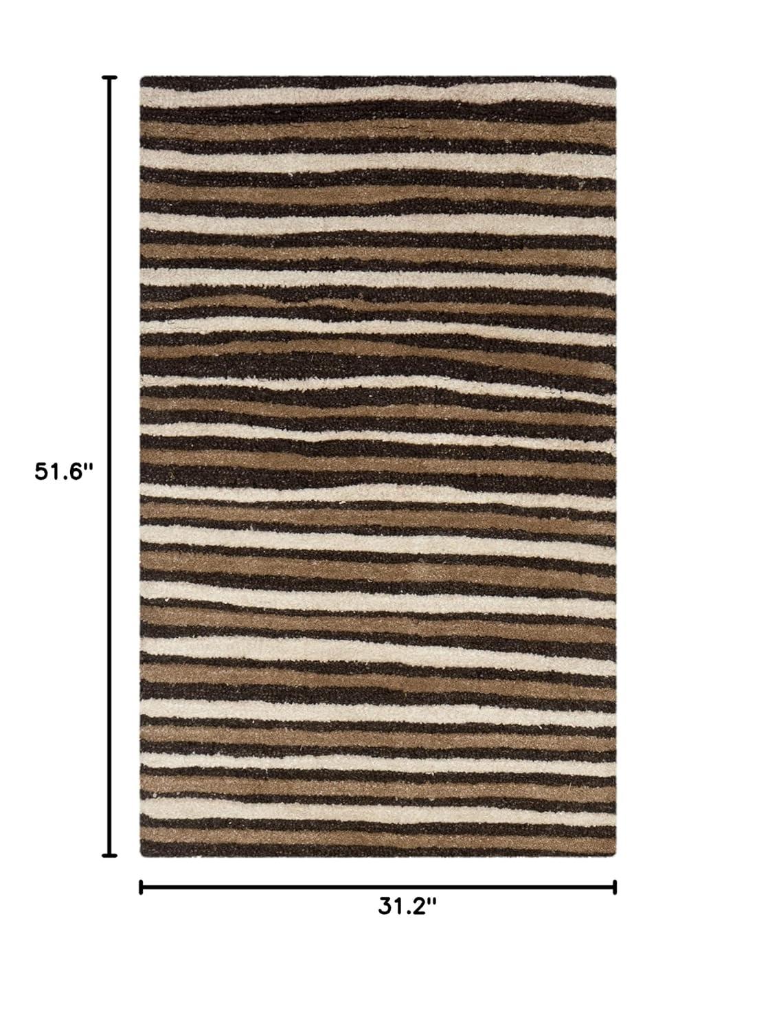 Martha Stewart Hand Drawn Stripe - MSR3619 - Indoor Hand Tufted Accent Rugs - Tilled Soil Brn - 2'6"x4'3"