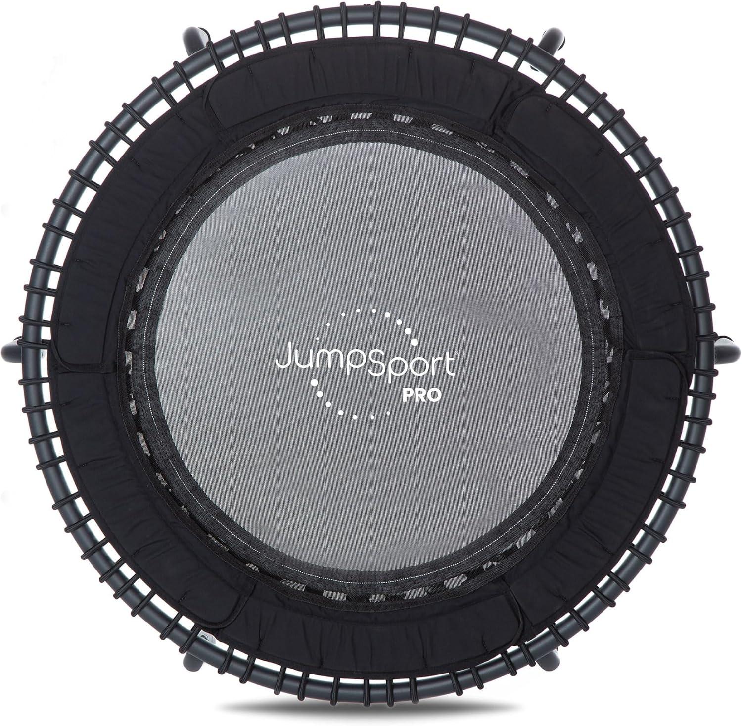 JumpSport PRO Indoor Heavy Duty Lightweight 44 Inch Folding Fitness Trampoline with Arched Legs and 7 Adjustable Tension Settings