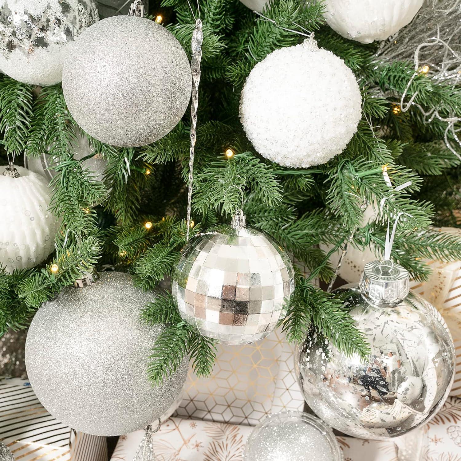 XmasExp 6in Large Christmas Ornaments Christmas Ball Ornaments Giant Tree Decoration Shatterproof Decorative Hanging Balls for Holiday Party Decor(Silver, 2pcs)