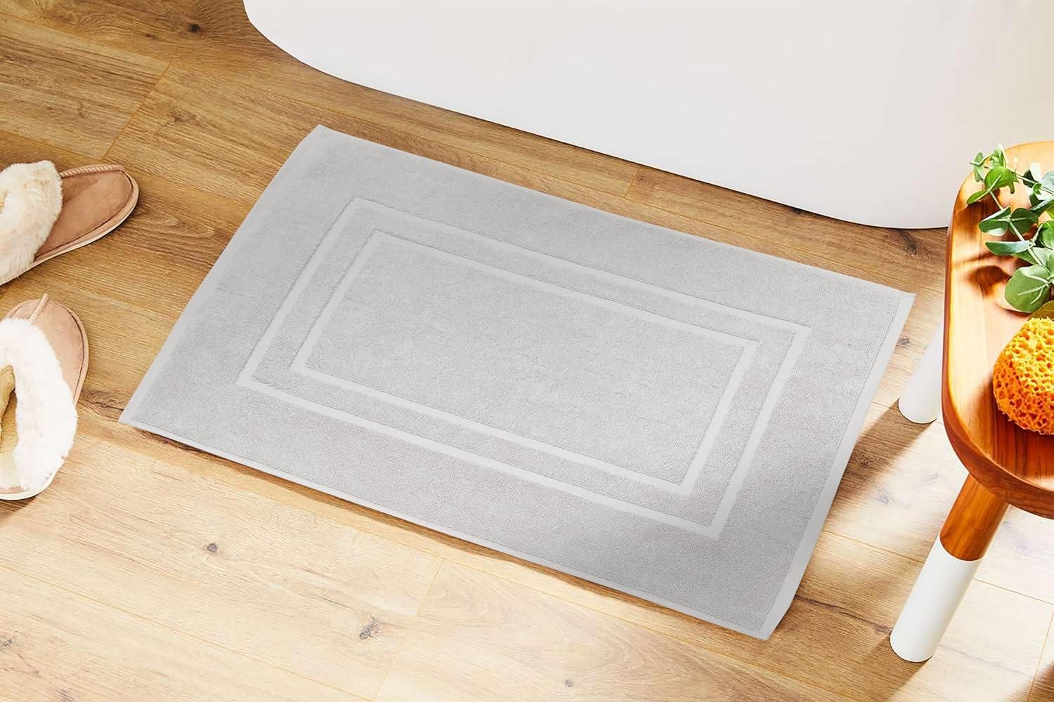 Silver 100% Cotton Plush Bath Mat Set, 2-Piece