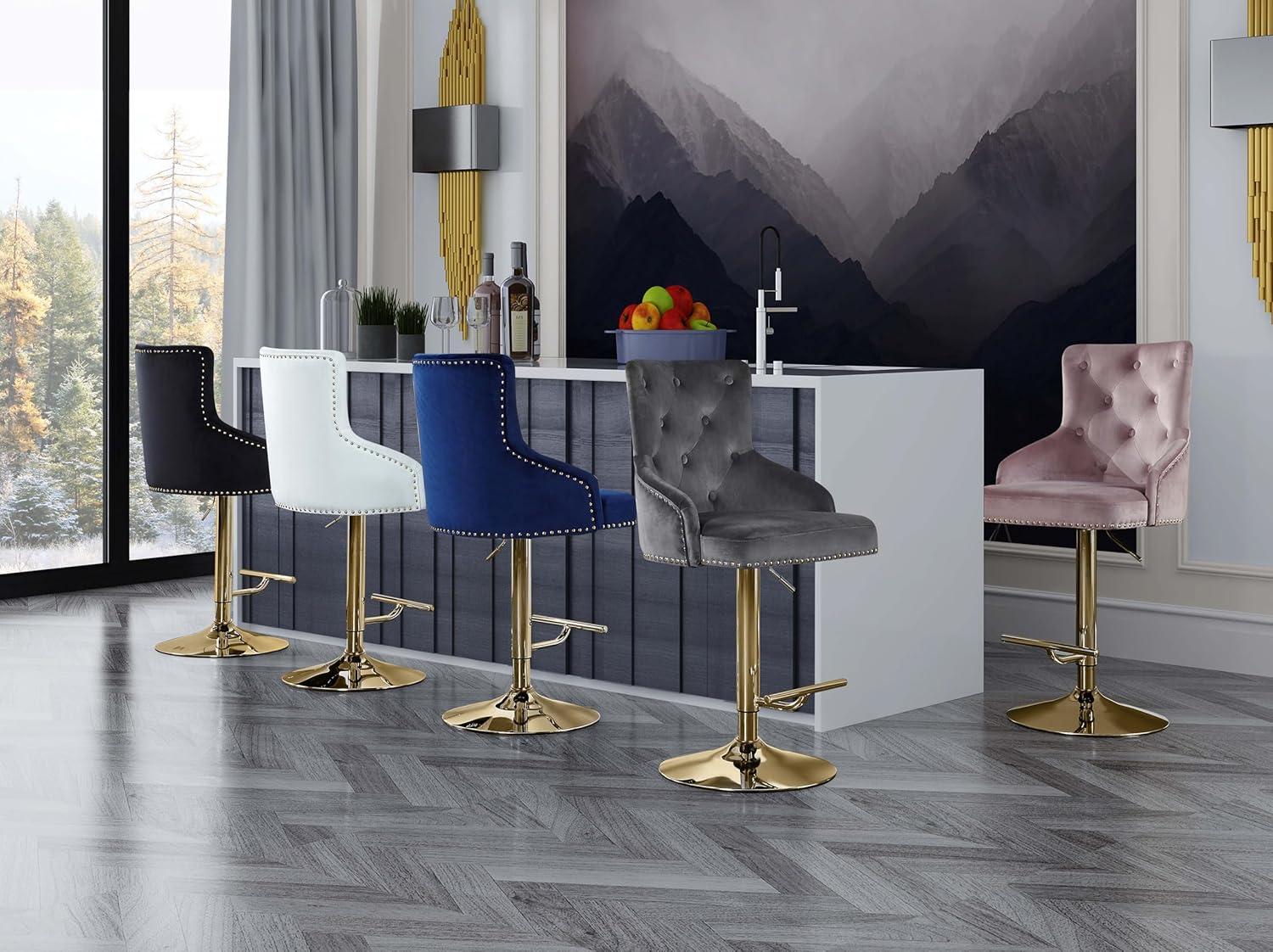 Maykoosh Mountain Lodge Grey Velvet Adjustable Stool