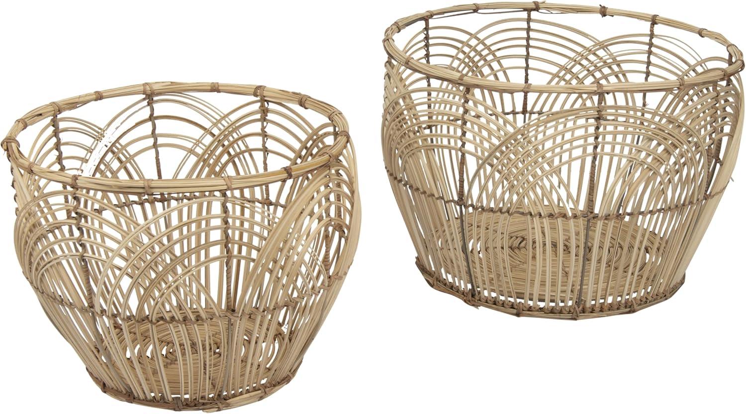 Sprinkle & Bloom Beige Rattan Decorative Basket - Set of 2