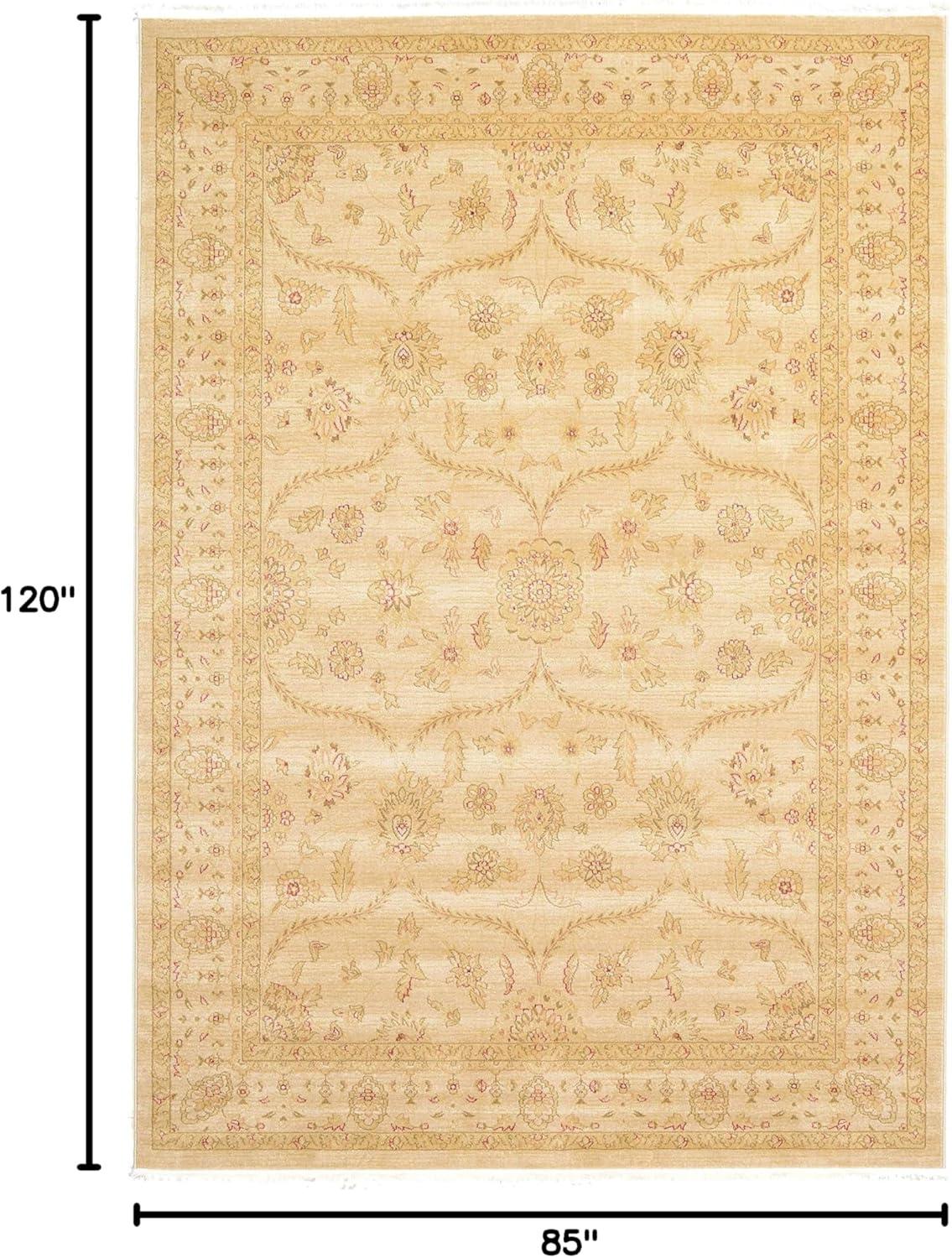 Cream and Beige 9' x 12' Synthetic Traditional Area Rug