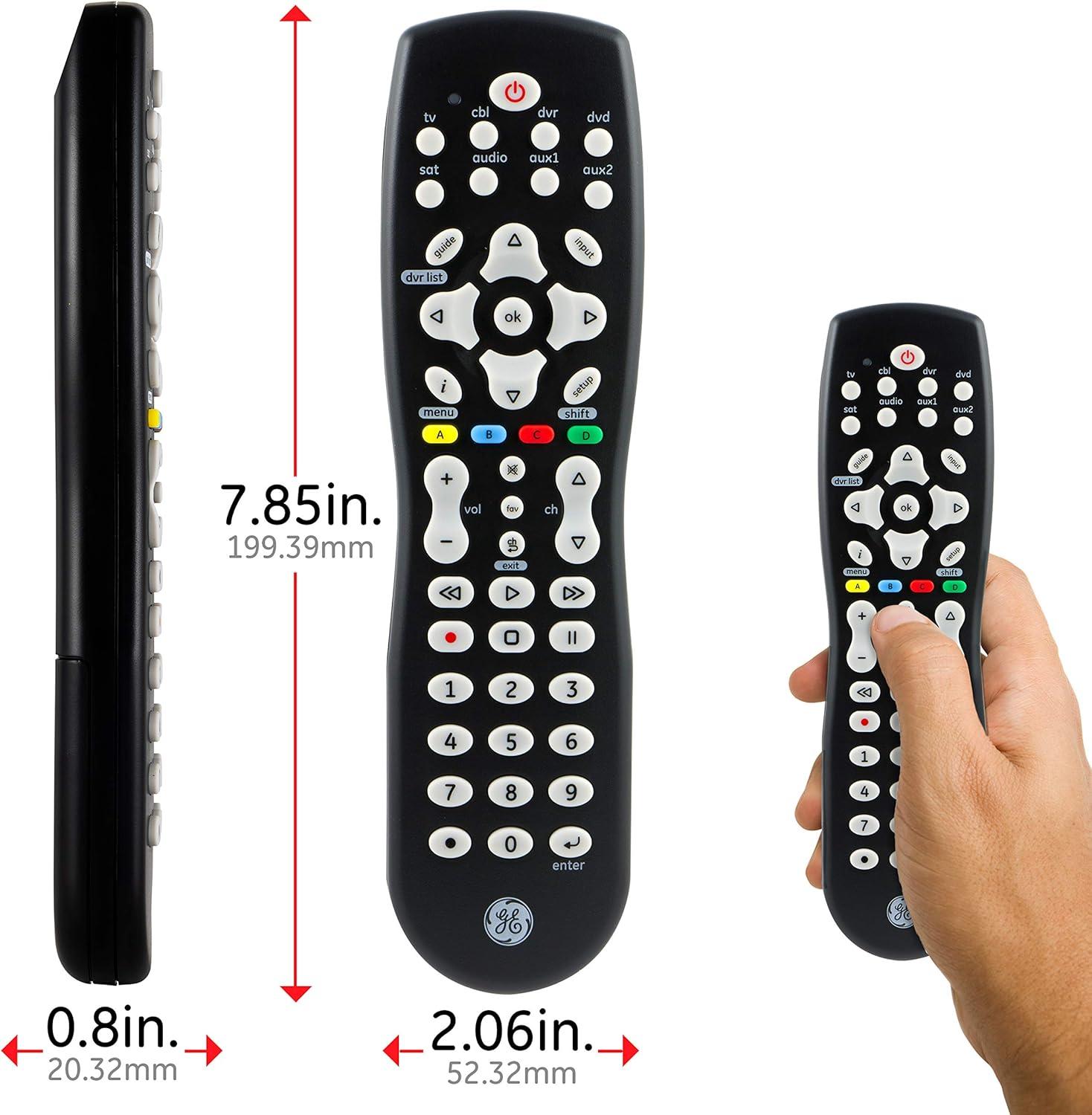 GE 8-Device Universal TV Remote Control in Black, 33715