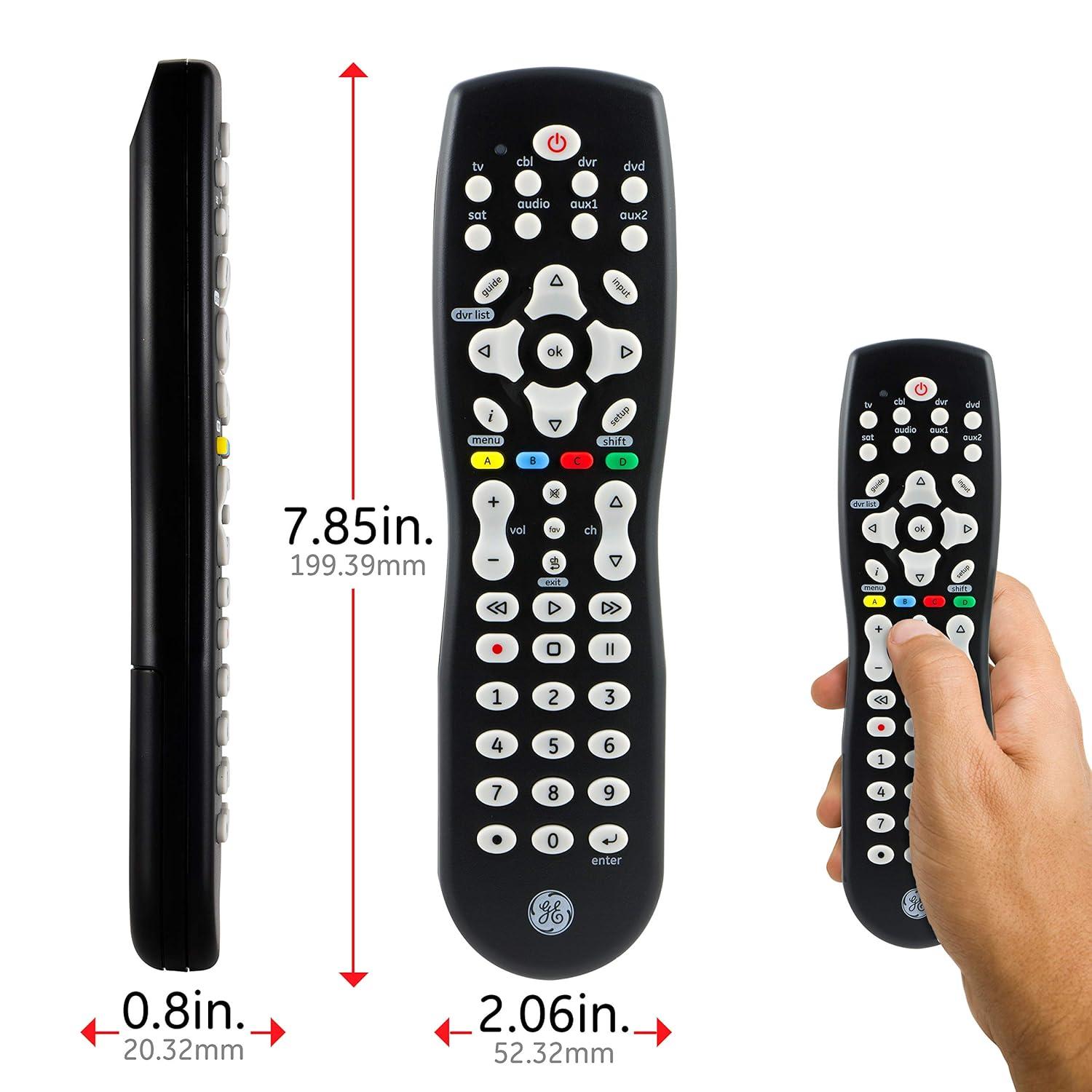 GE 8-Device Universal TV Remote Control in Black, 33715