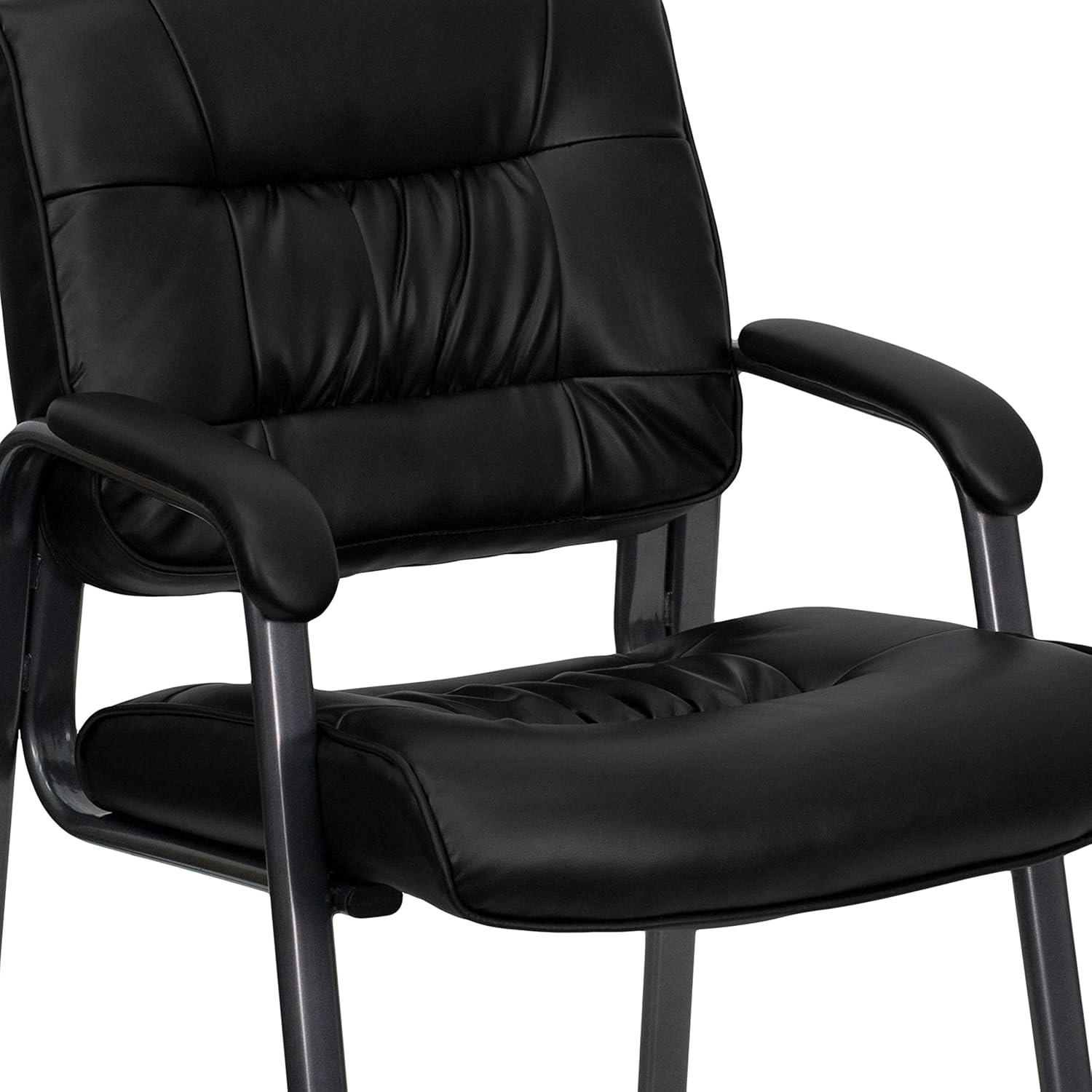 Emma and Oliver White LeatherSoft Executive Reception Chair with Black Metal Frame