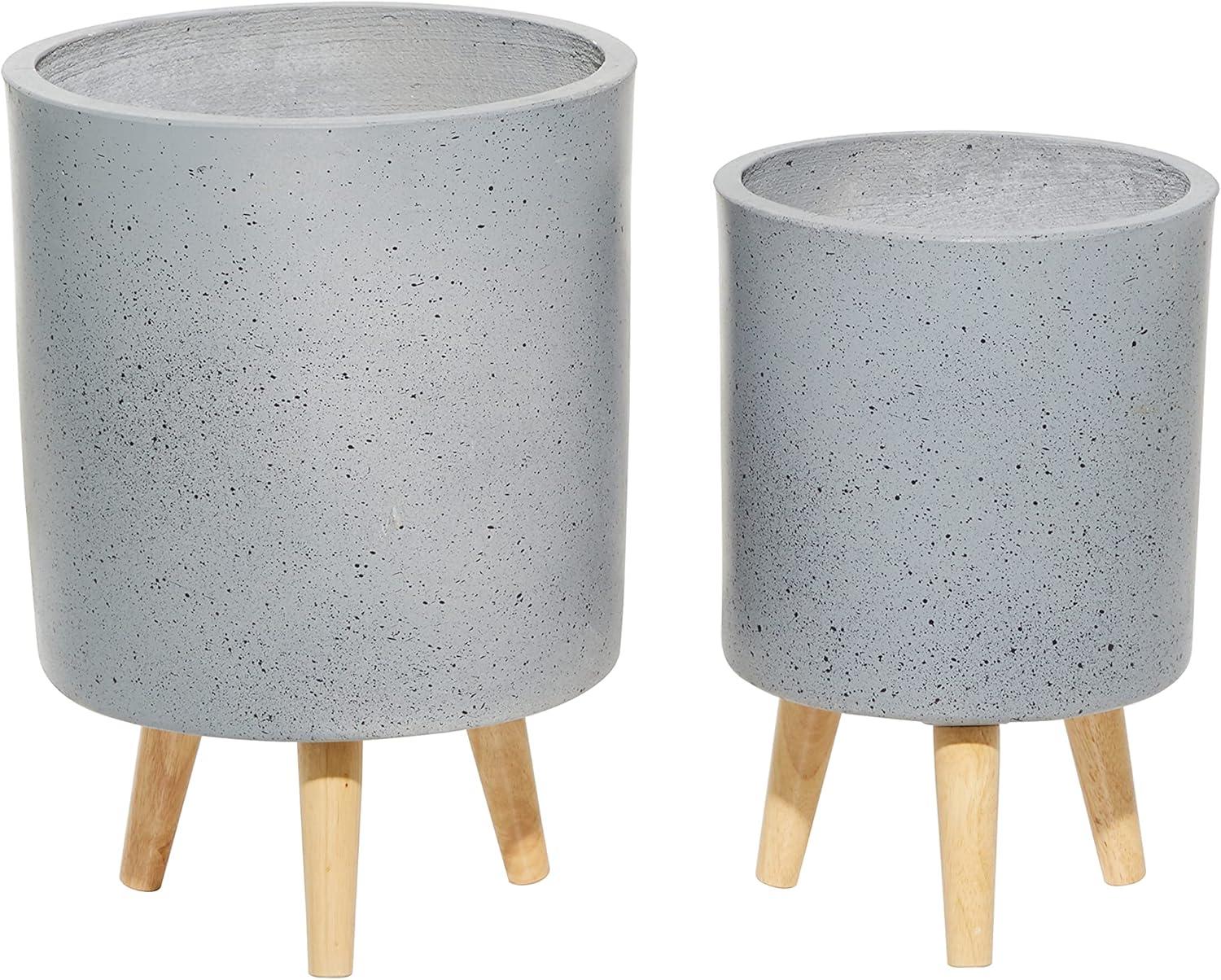 DecMode 12 In. Planter, MGO, Light Grey, 2 - Pieces