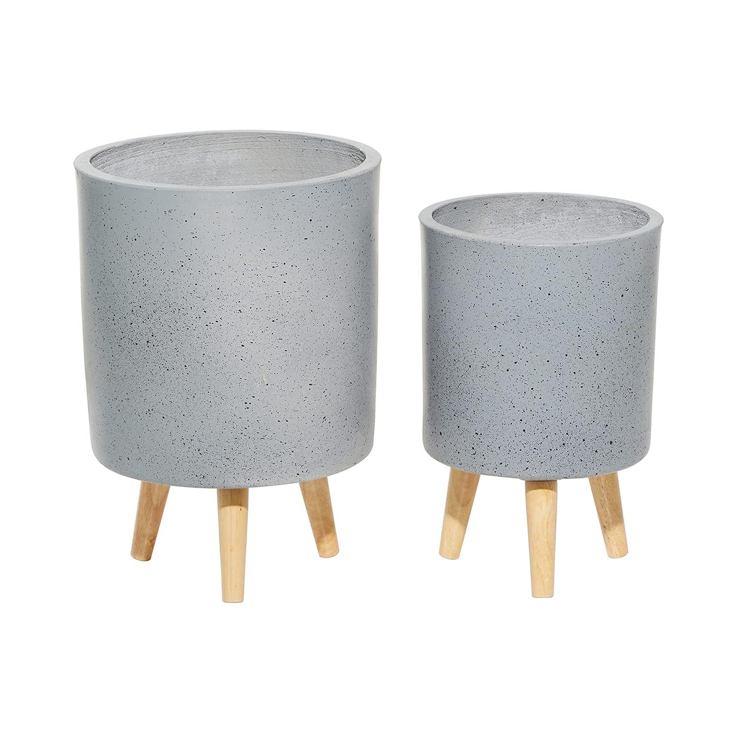 DecMode 12 In. Planter, MGO, Light Grey, 2 - Pieces