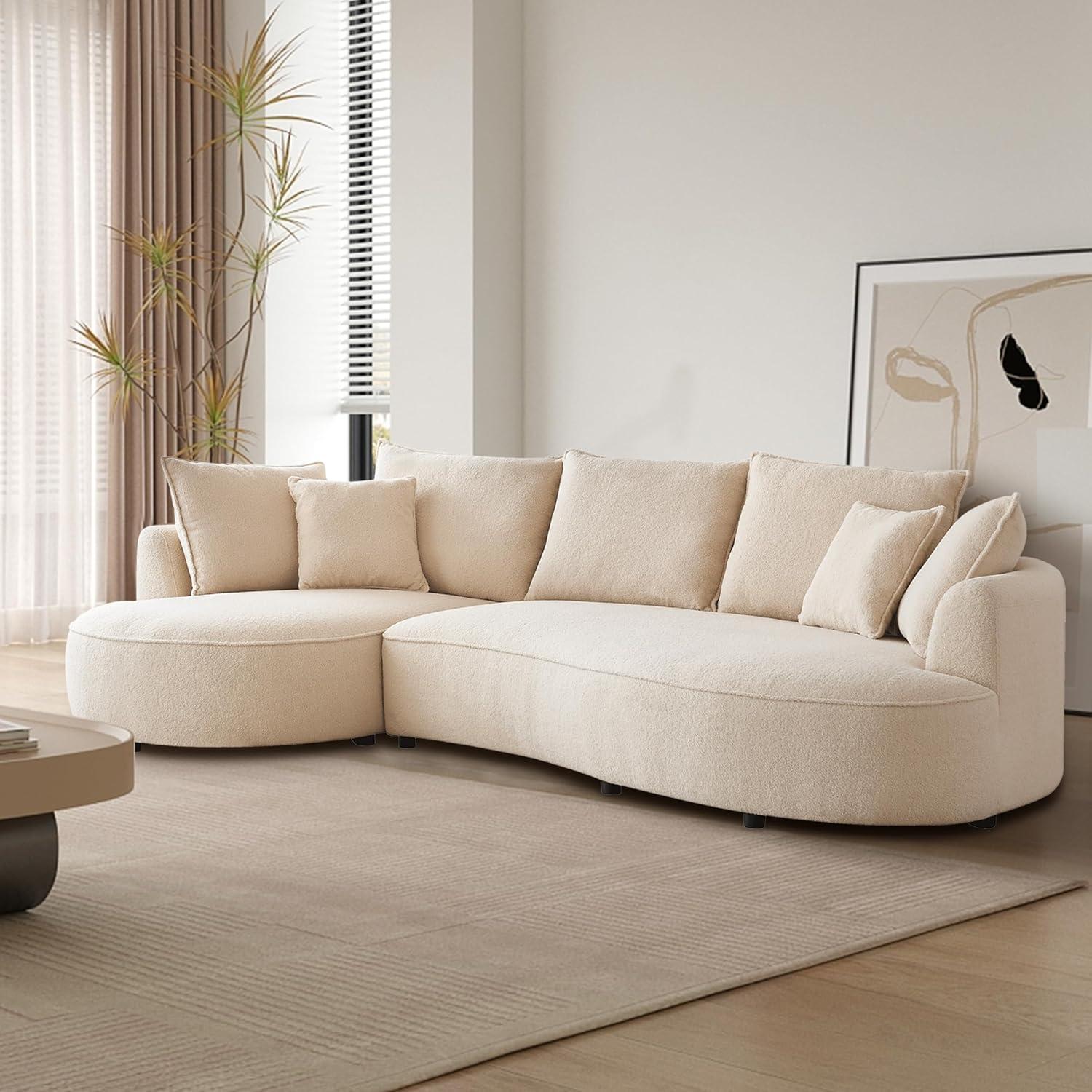 Excellent Future 122.8" Curved Sofa Modern Curved Couch Living Room Modular Sectional Sofa