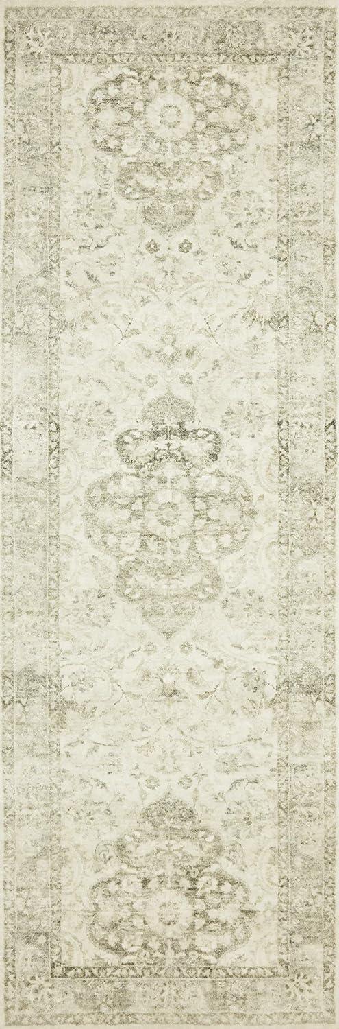 Elegant Ivory Oriental-Inspired Plush Rectangular Rug