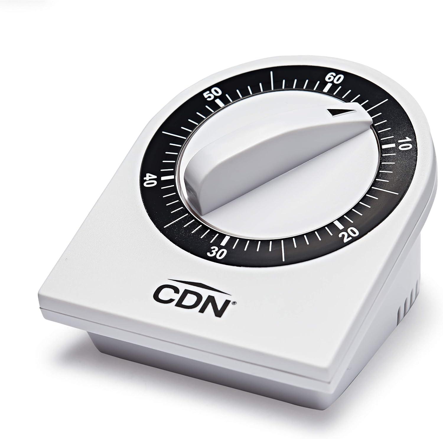 CDN 60-Minute Mechanical Cooking Timer, 2 1/2", White