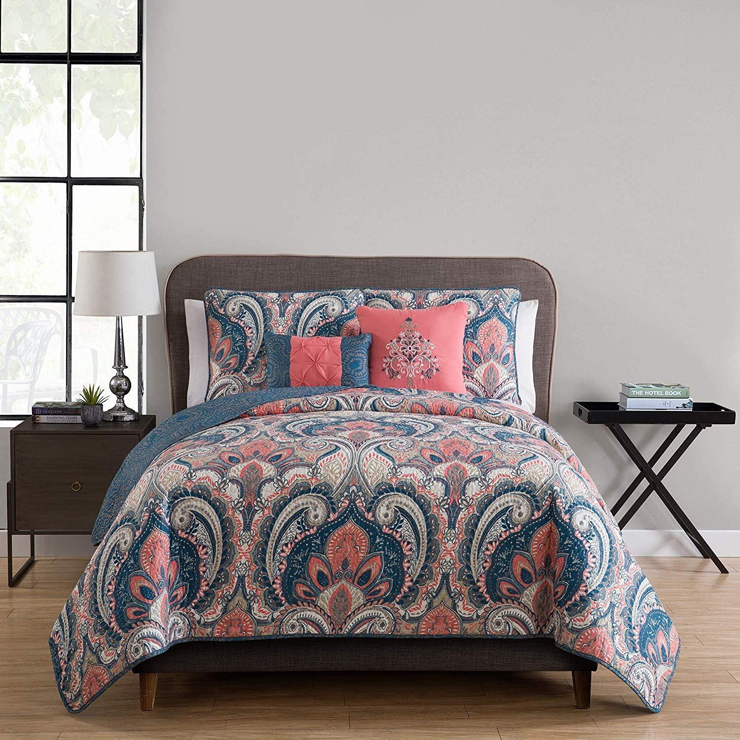 5pc Casa Re`al Reversible Quilt Set - VCNY