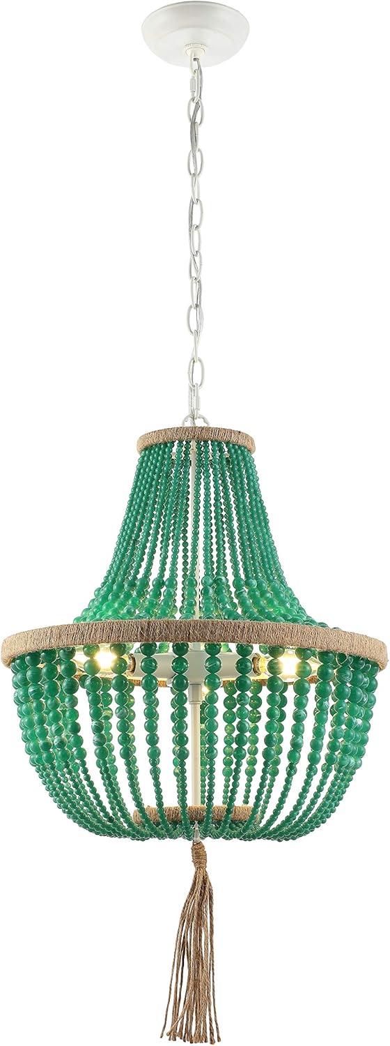 Contemporary Crystal White Beaded 21" Pendant Light