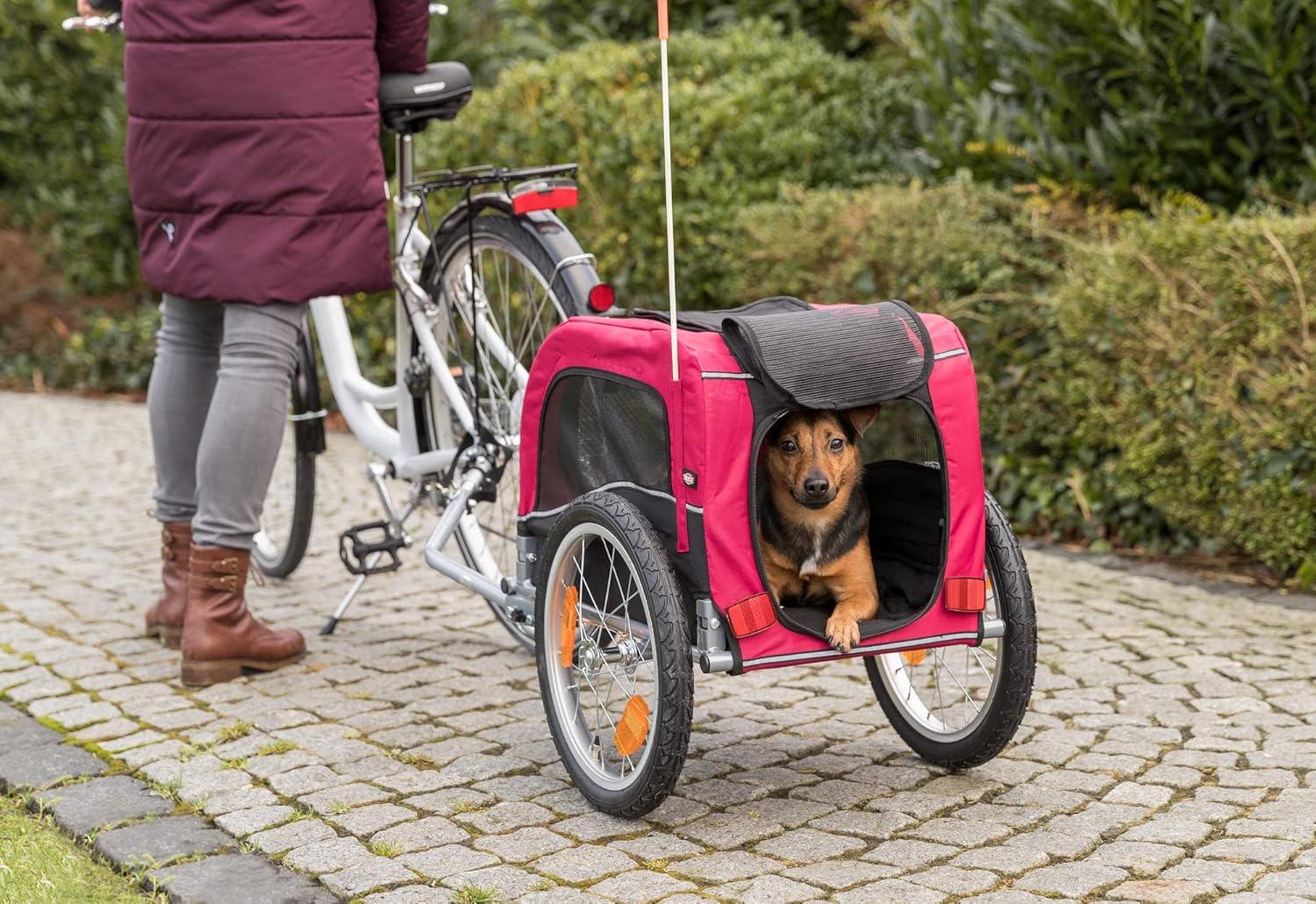 TRIXIE Red and Black Foldable Dog Bike Trailer with Windows