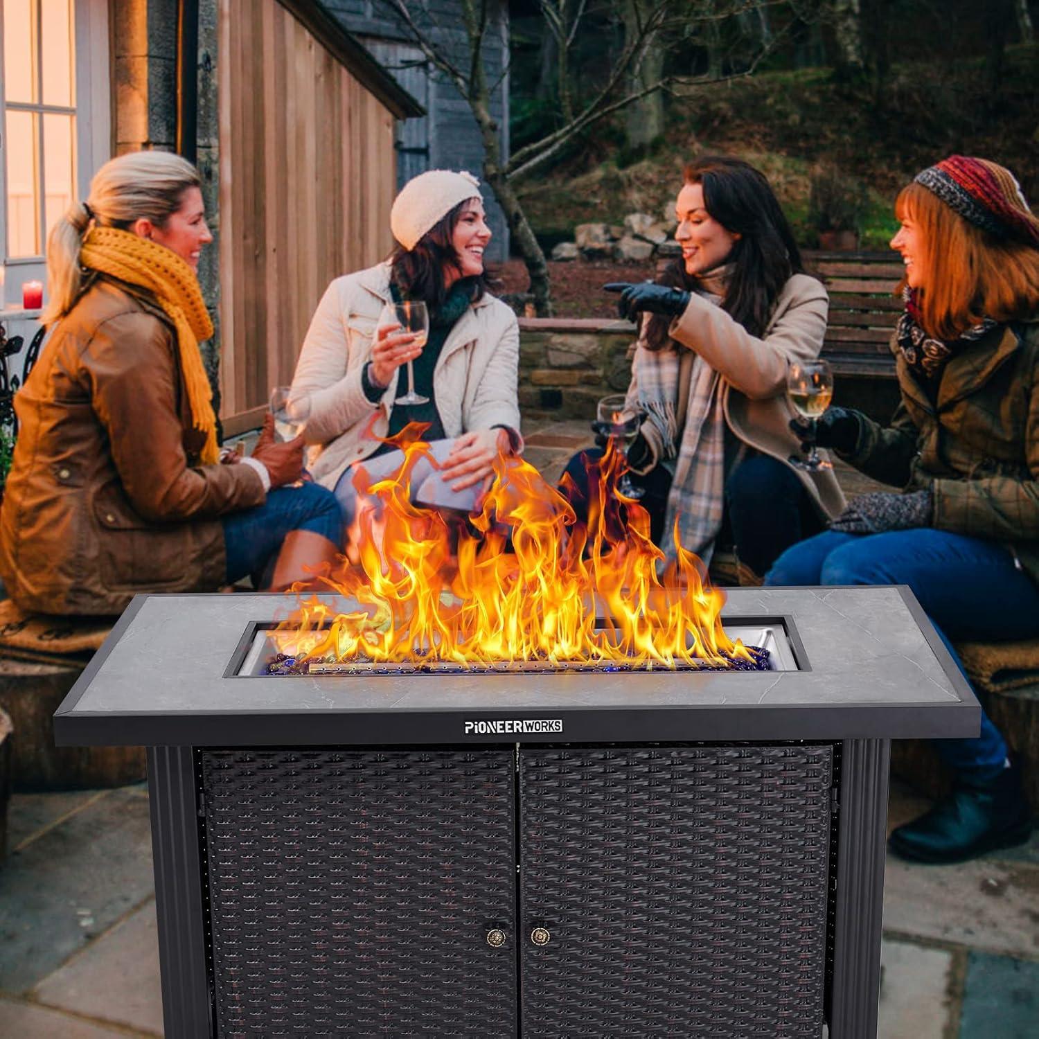 44-Inch Black and Slate Gas Fire Pit Table