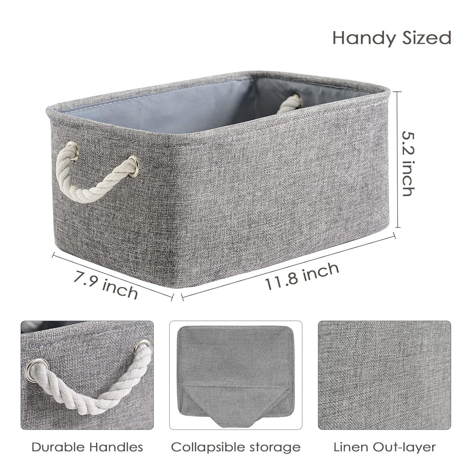TheWarmHome Storage Bins for Shelves - 11.8x7.9x5.2 inch Grey Small Storage Baskets for Organizing, Fabric Storage Cubes Closet Organizer for Home Nursery Gift Decorative (Gray)