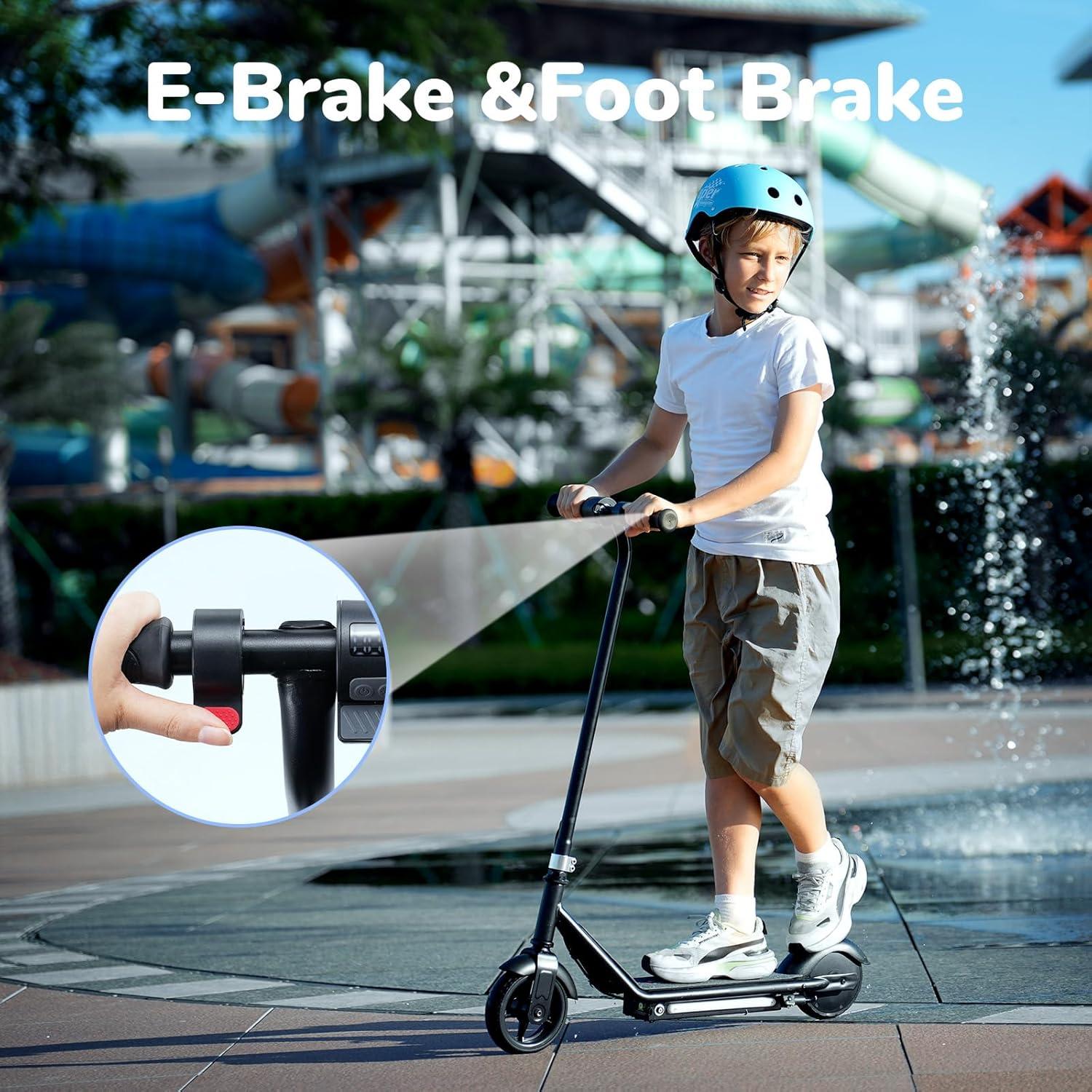 iScooter Electric Scooter for Teens Kids 6-10, 150W Kids Escooter with Pedal Breathing Light & 6 / 10 MPH for Boys Girls Blue