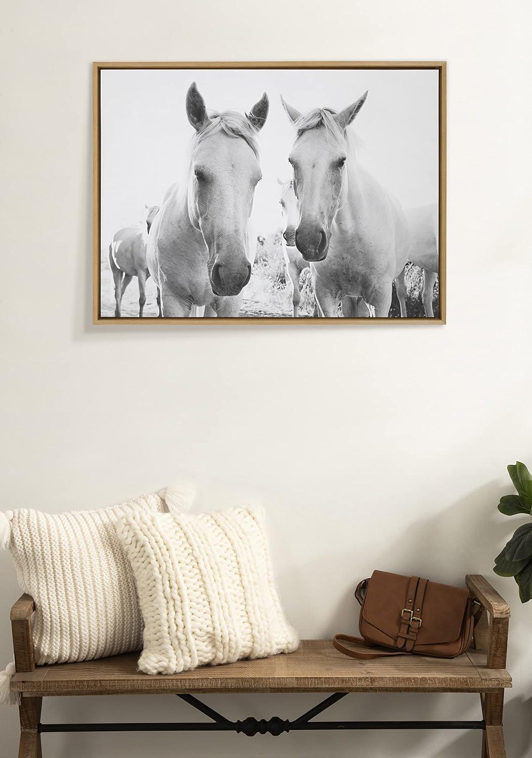 28" x 38" Sylvie Camargue Horse XVII BW Framed Canvas by Laura Evans - Kate & Laurel All Things Decor