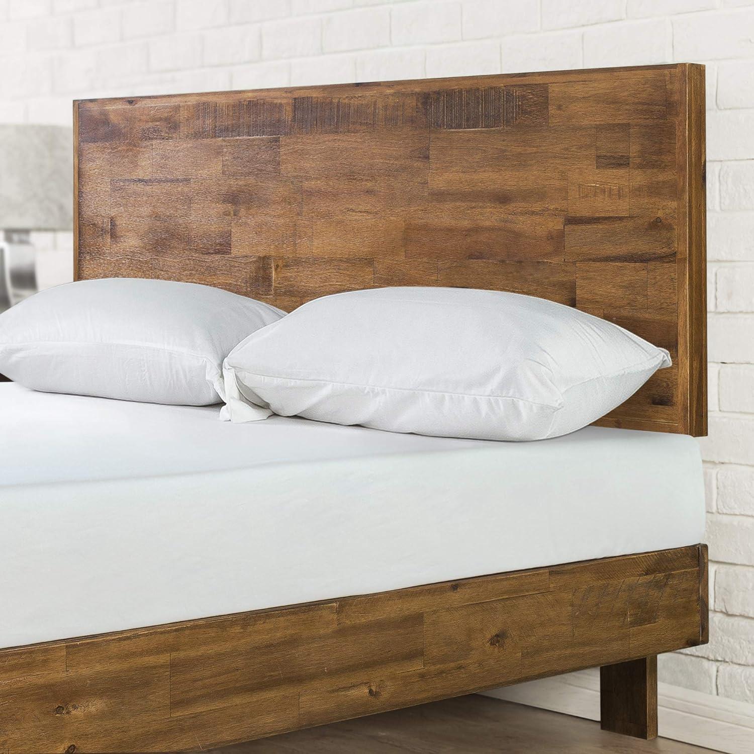 Tricia Wood Platform Bed Frame with Adjustable Headboard Brown - Zinus