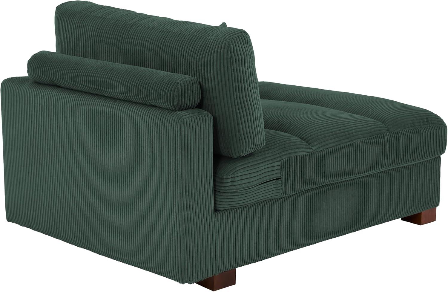 Hunter Green Corduroy Chaise Lounge with Solid Wood Frame